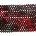 14" St Garnet Faceted Round Beads 5mm.-Strand 38cm