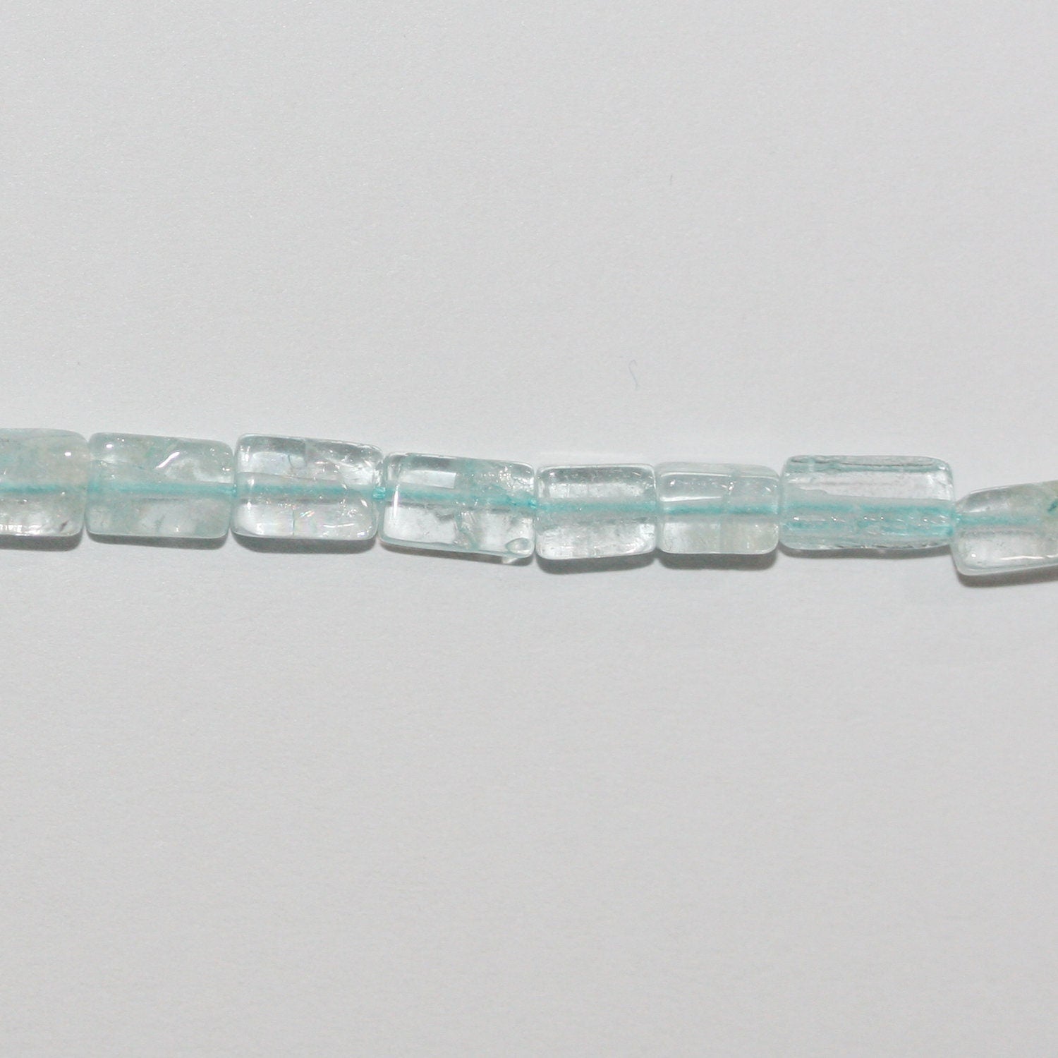 14" St Aquamarine Smooth Brick Prism Beads 7x4mm.Approx.-Strand 37cm.
