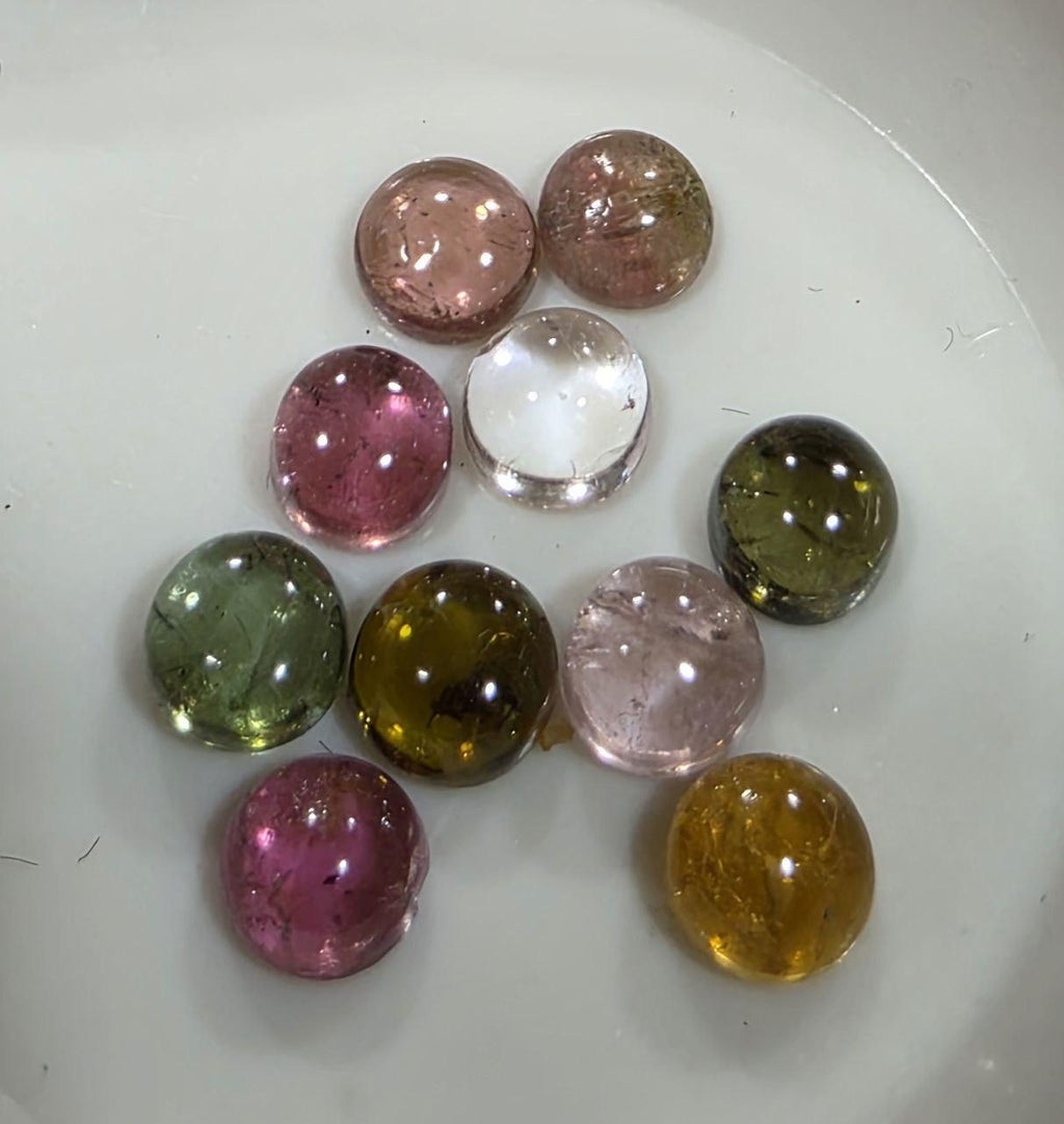 Tourmaline Lot Round Cabochons 4-4.2mm.-(10pcs)  -Gemstone Parcels-Loose Stones Wholesale Price