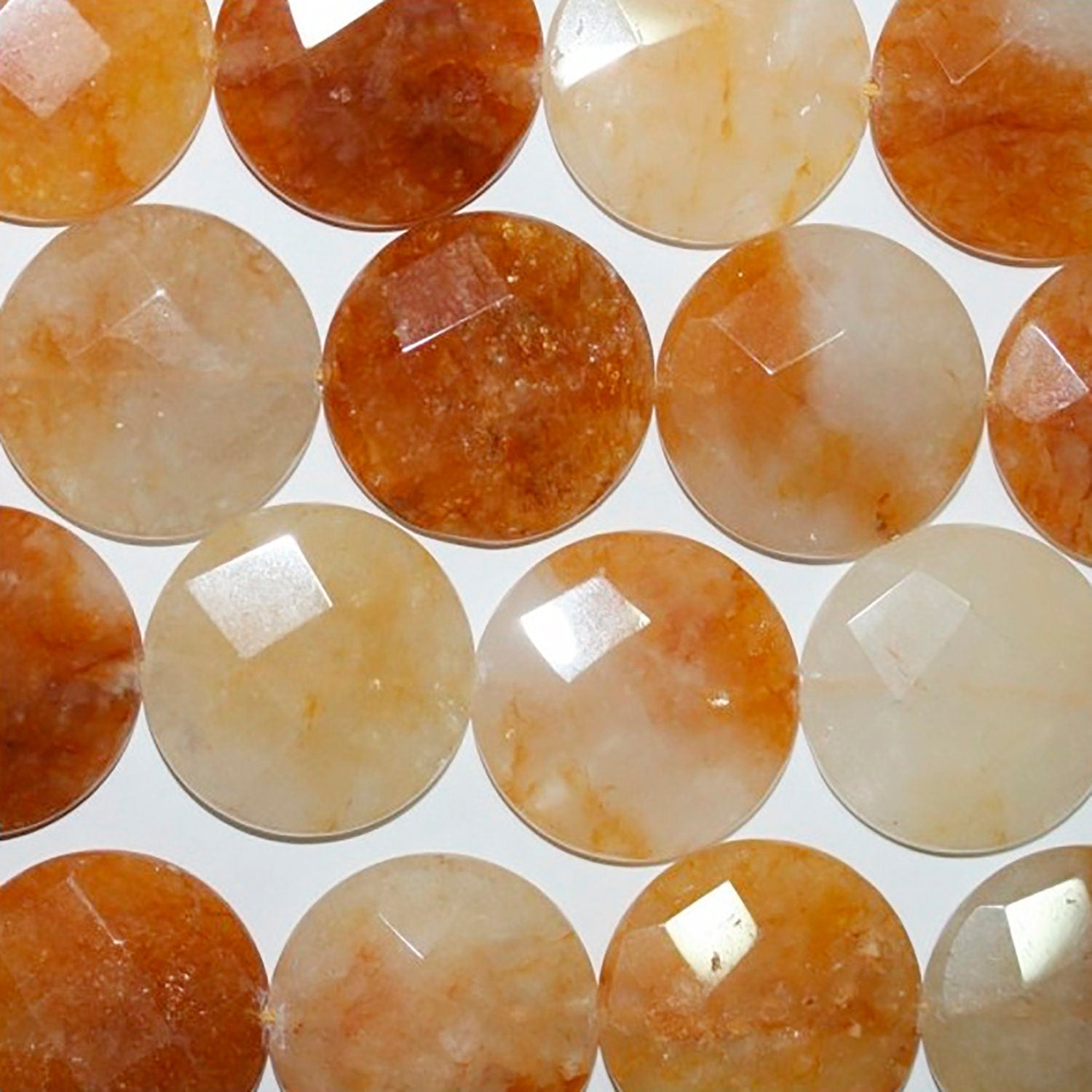 Cuentas de jade amarillo facetadas de 16" (30 mm) - Hilo de 40 cm