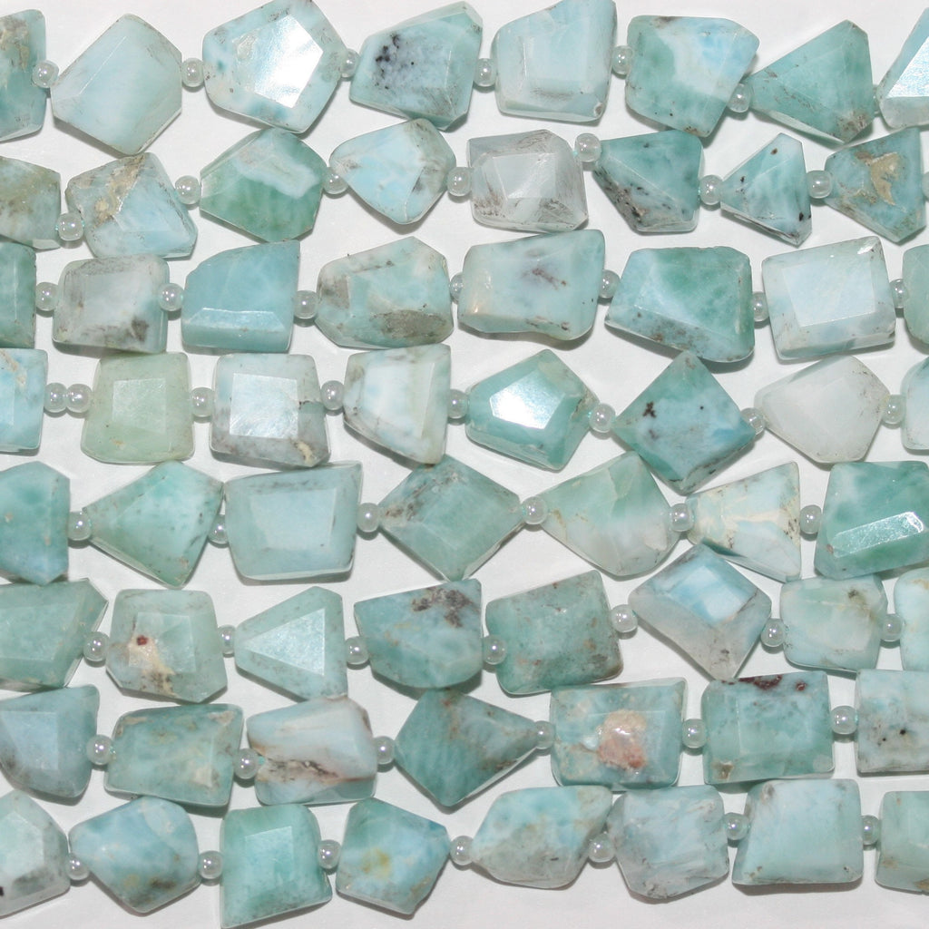 14" St Larimar Faceted Nugget 8x6mm. Approx.-Strand 35cm.