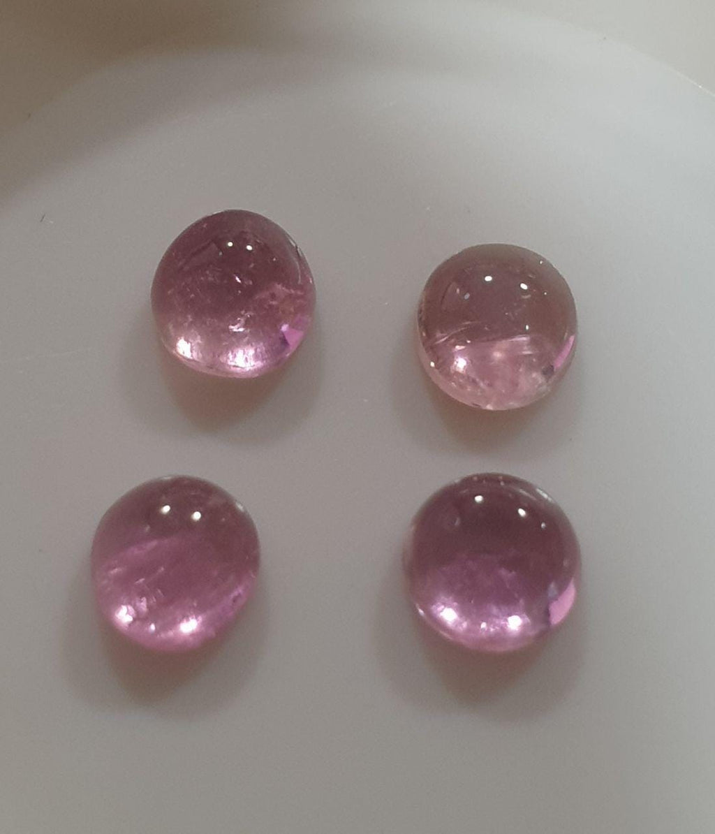Pink Rubellite Tourmaline Lot Round Cabochons 4mm.-(4pcs)  -Gemstone Parcels-Loose Stones Wholesale Price