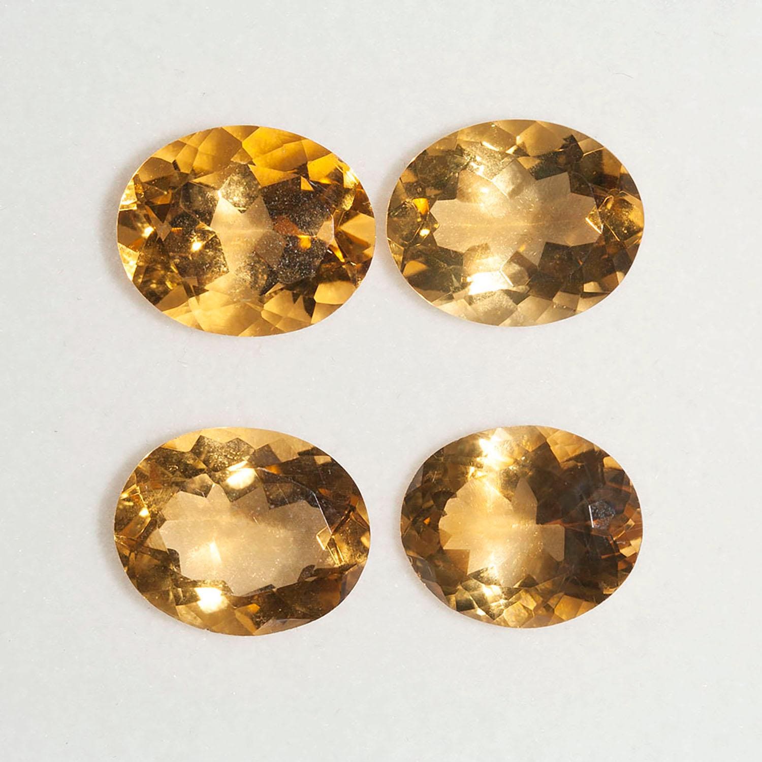 Lote de 4 piezas de citrino facetado ovalado de 11 x 9 mm (4 piezas).