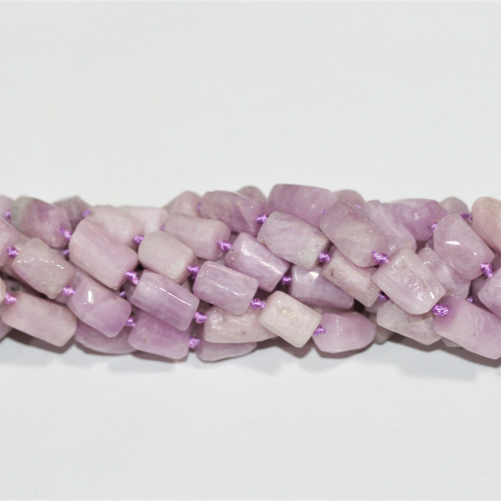 Cuentas de tubo facetadas de St Kunzita de 17", 11 x 7 mm, aprox. - Hilo de 43 cm.