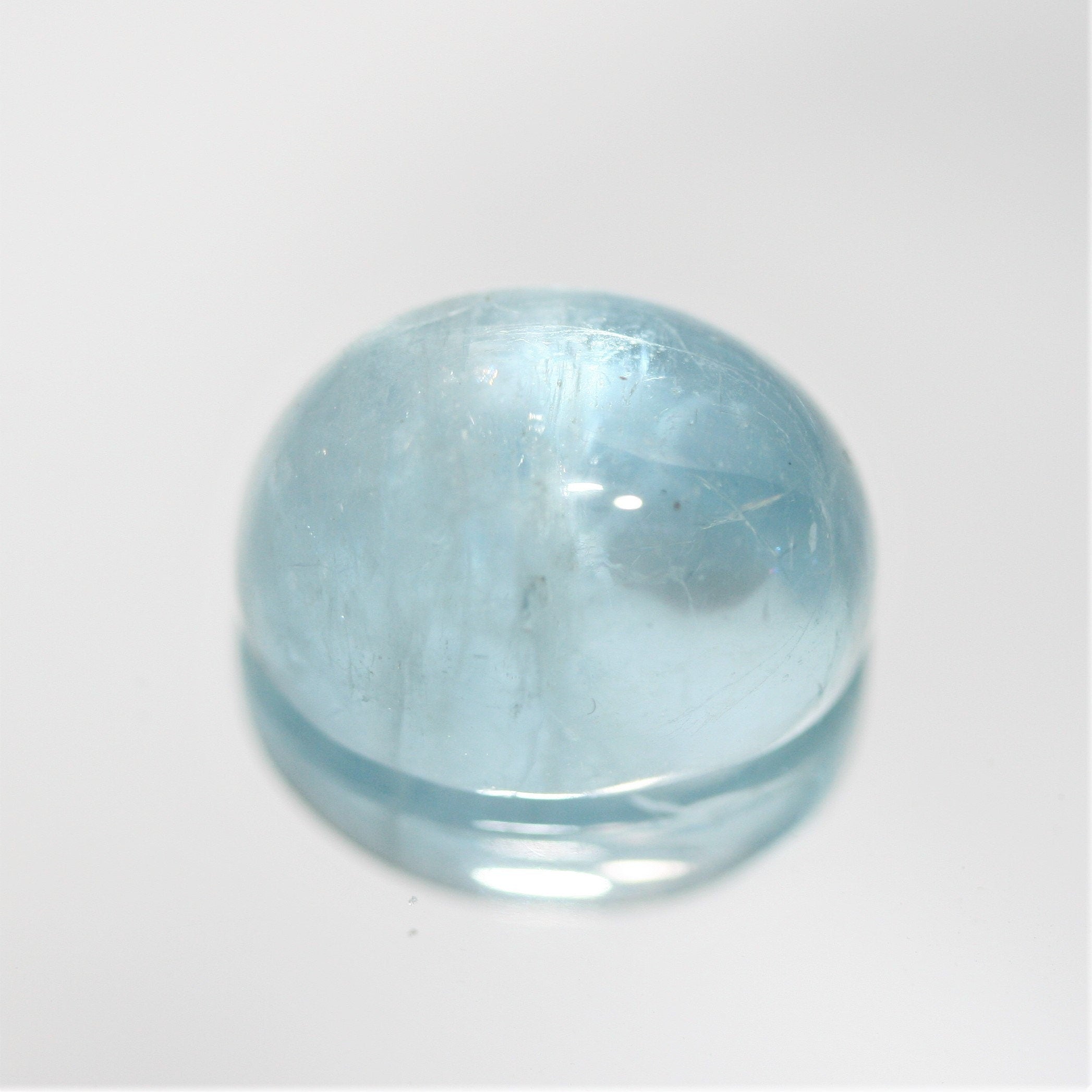 Transparent  Blue Color Aquamarine Cabochon 15.3x12.3mm. (12.3ct.) - Natural Untreated Gemstone