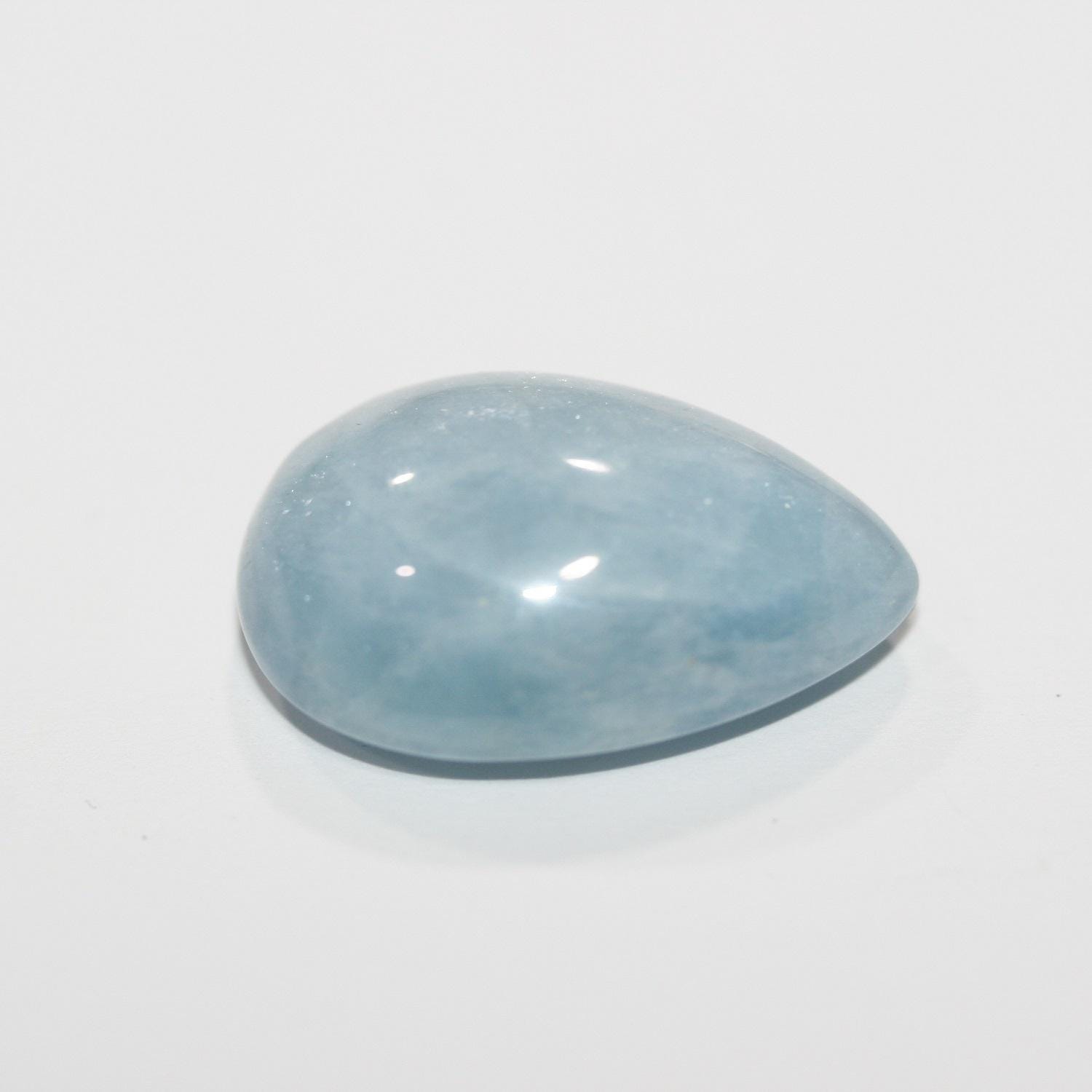 Top Blue Color Aquamarine Drop Cabochon 26.5x18.3mm 33.94ct- Natural Untreated Gemstone-