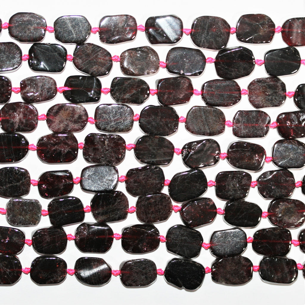Cuentas ovaladas lisas de granate de 40 cm (16"), 15 x 10 mm (aprox. - Hilo de 40 cm)