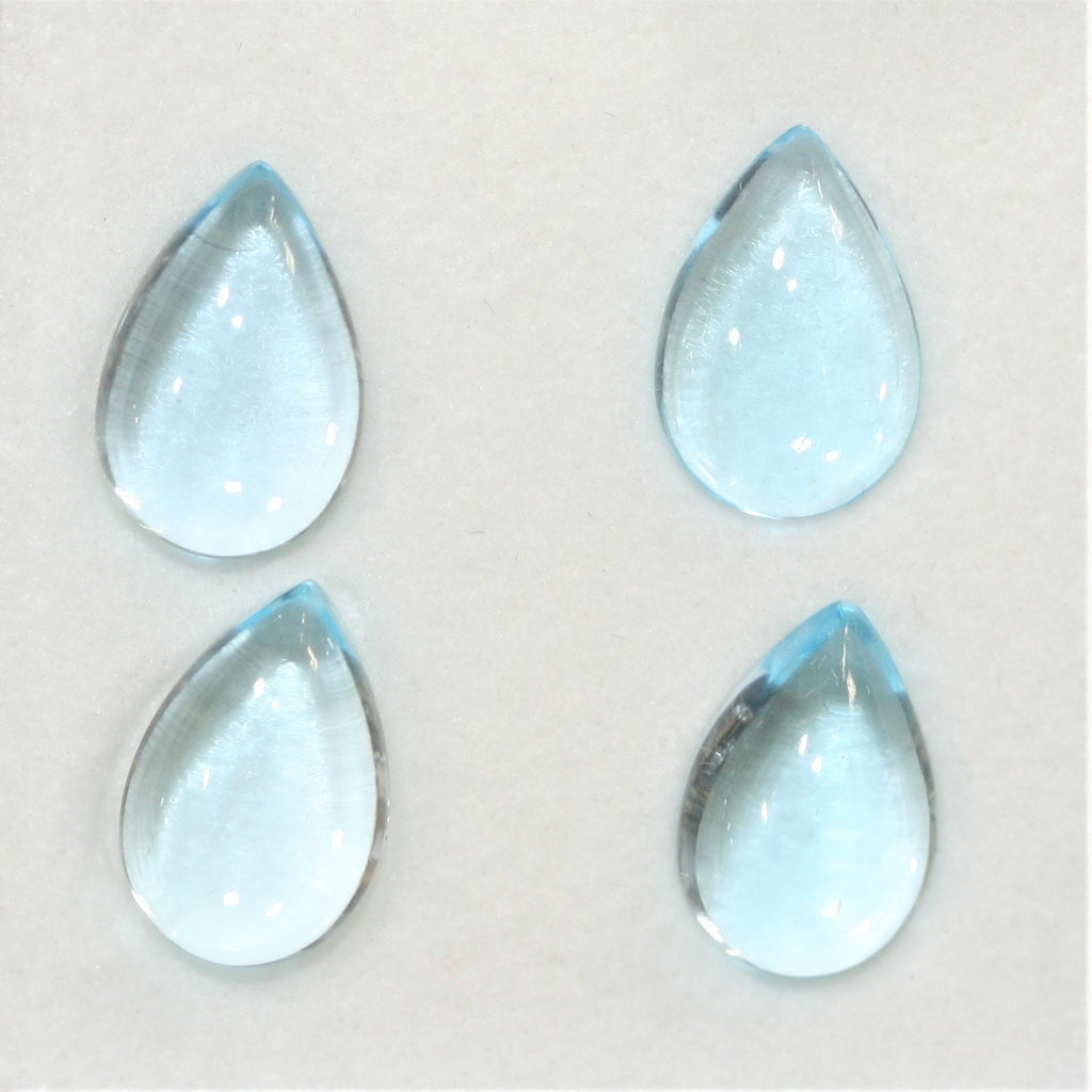 Sky Blue Topaz Smooth Drop Cabochons Lot 12x8mm.- 4 Pieces
