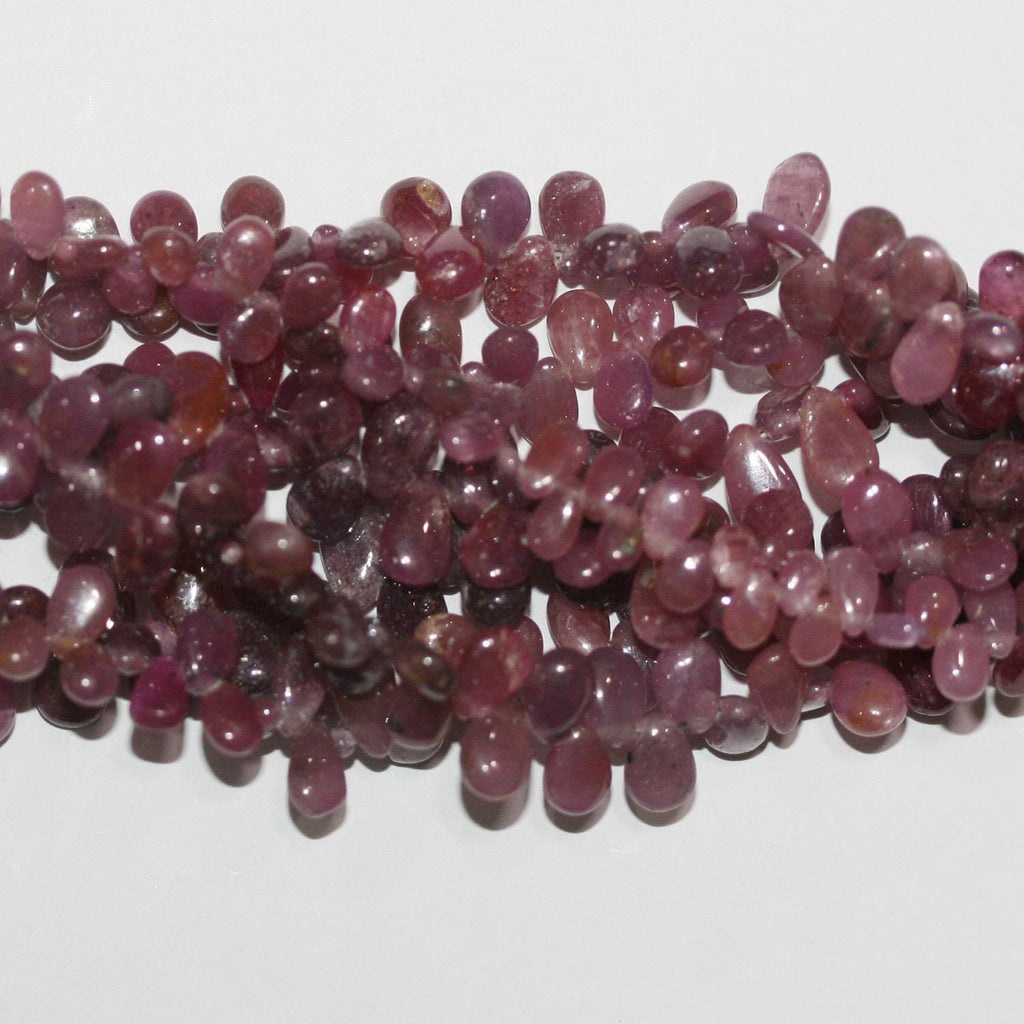 Perles en forme de goutte lisses en saphir rose St 8" 7x5mm.-Rig 20cm.