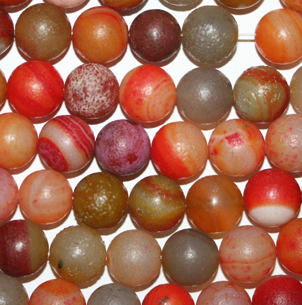 Perles rondes en agate multicolore St, finition mate lisse, 14 mm, 39 cm de long.