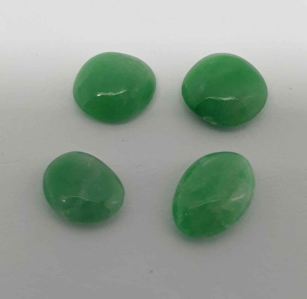 Natural Jadeite Irregular Oval Cabochons Lot 7.5-9mm. Approx.- 4 Pieces