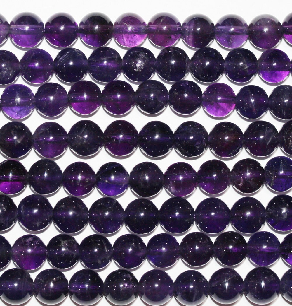 Cuentas redondas lisas de amatista de 40 cm (16"), 8 mm (tira de 40 cm)