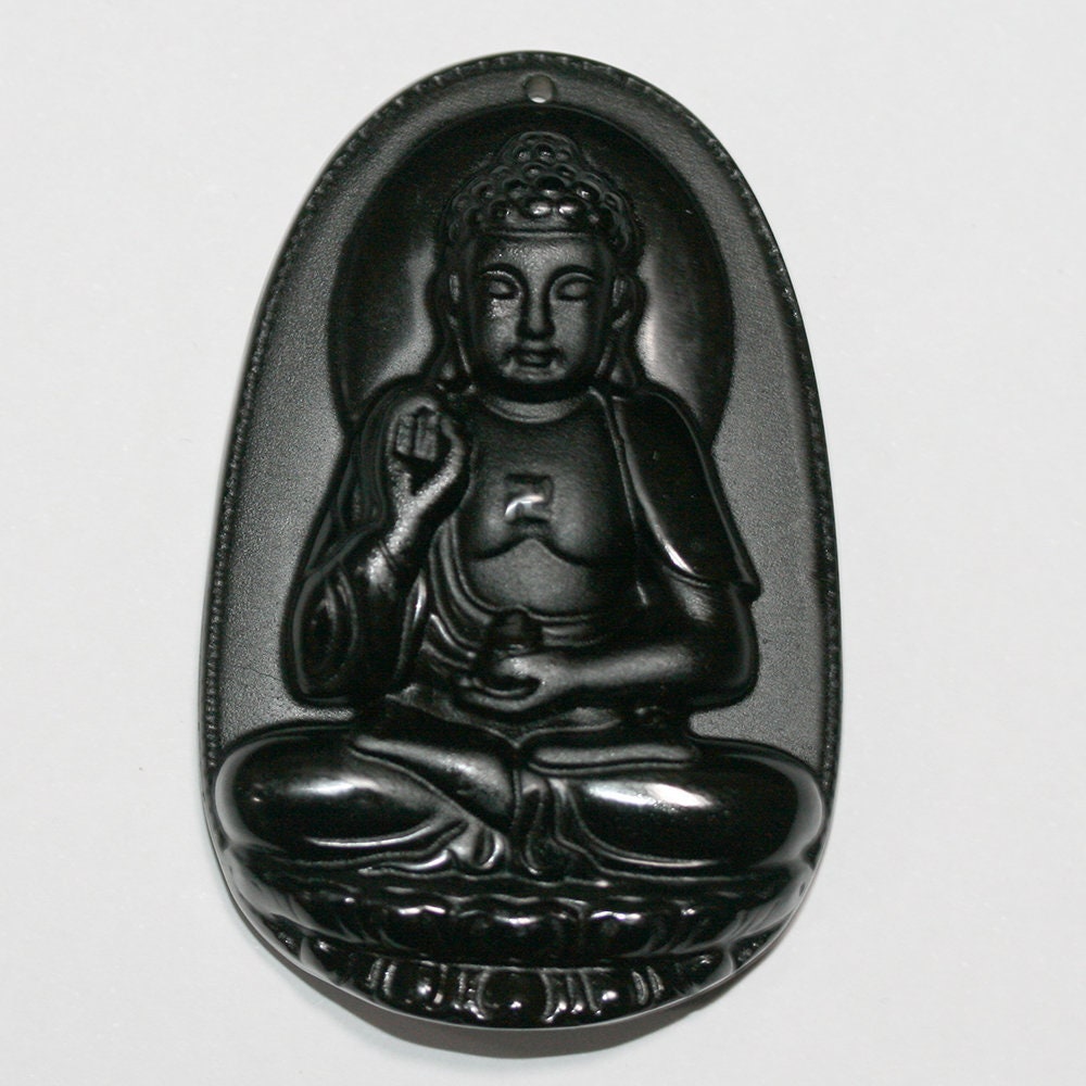 Pendentif en obsidienne 62x40mm.