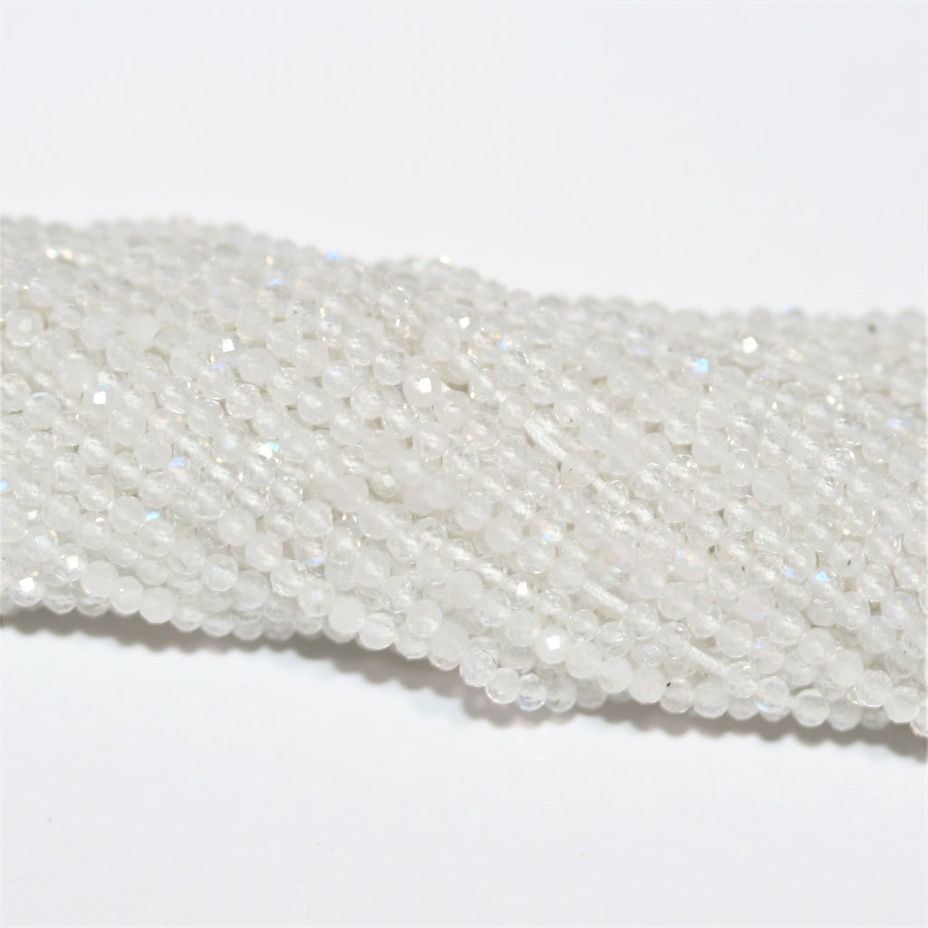 13" St Moonstone Faceted Round Beads 2mm.- Strand 34cm.