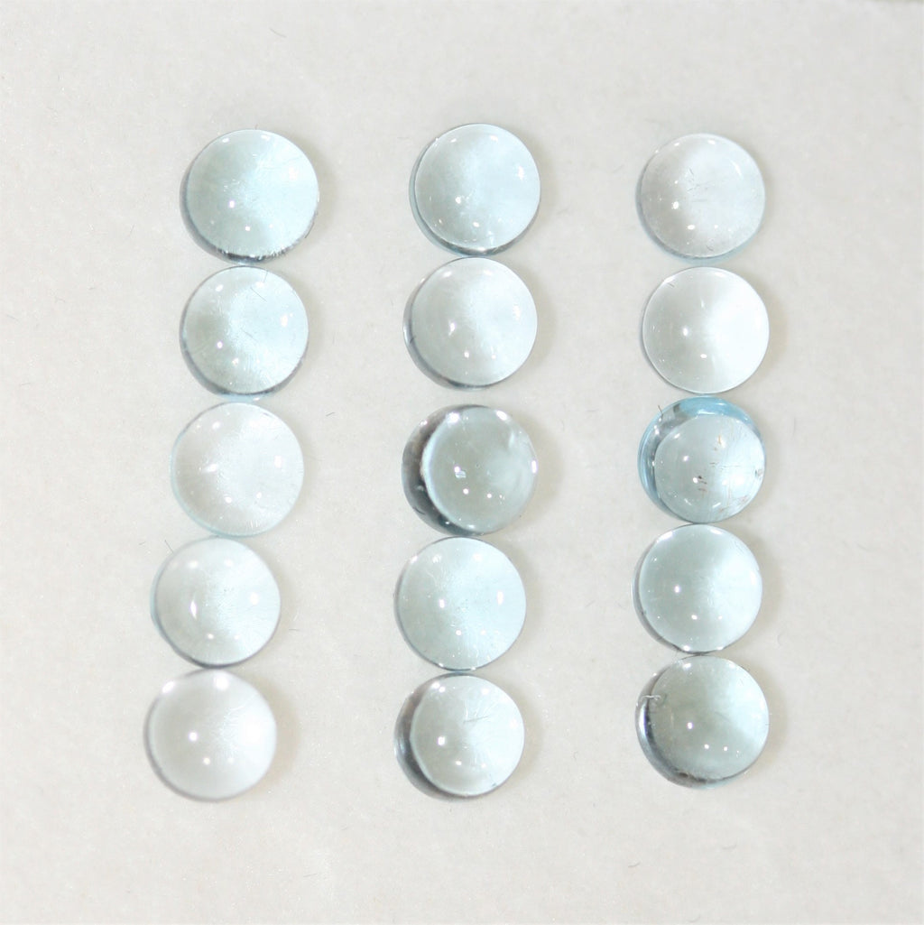 Sky Blue Topaz Smooth Round Cabochons Lot 4mm.- 15 Pieces