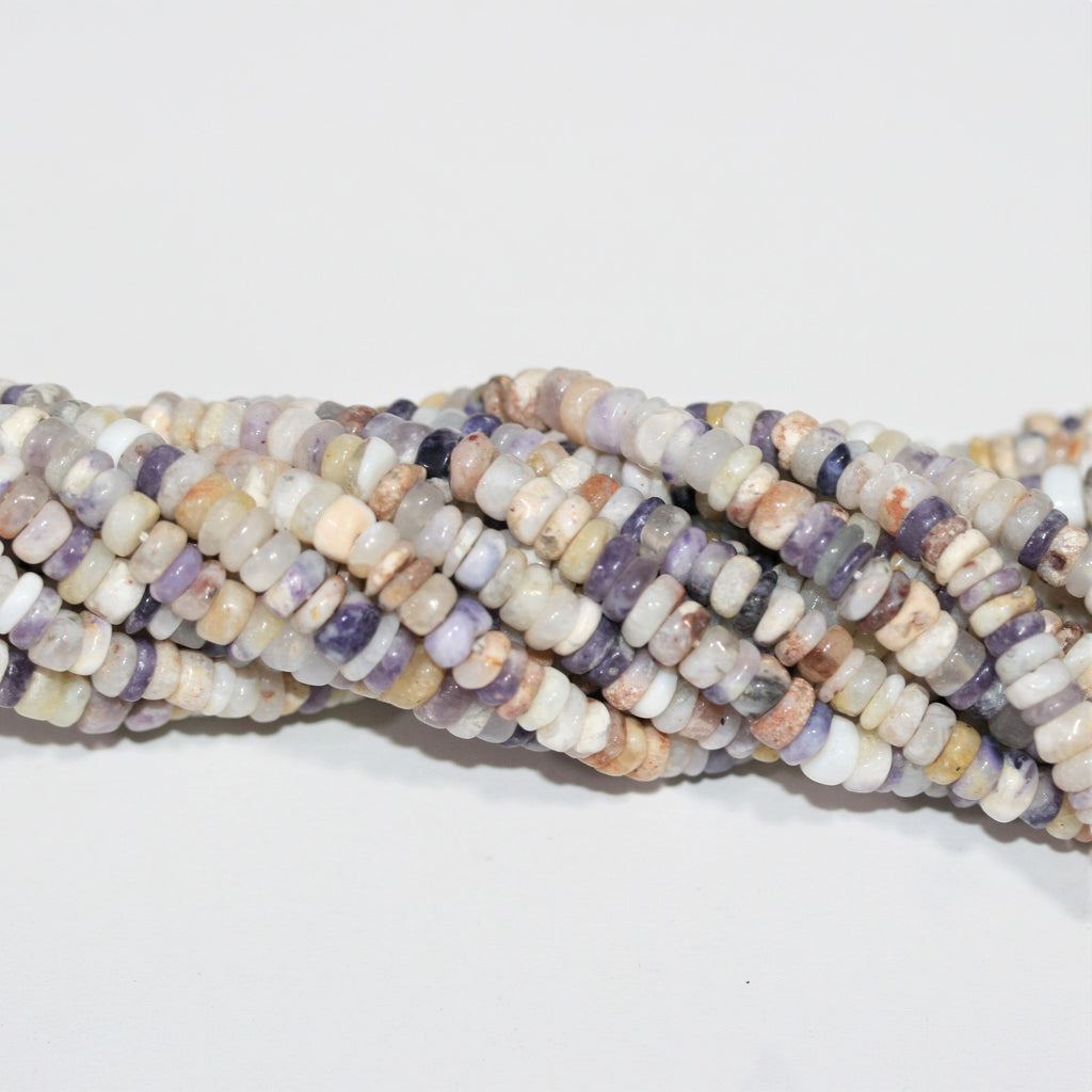 16" St Tiffany Purple White Opal Smooth Disk Beads 5x2mm.- Strand 40cm.