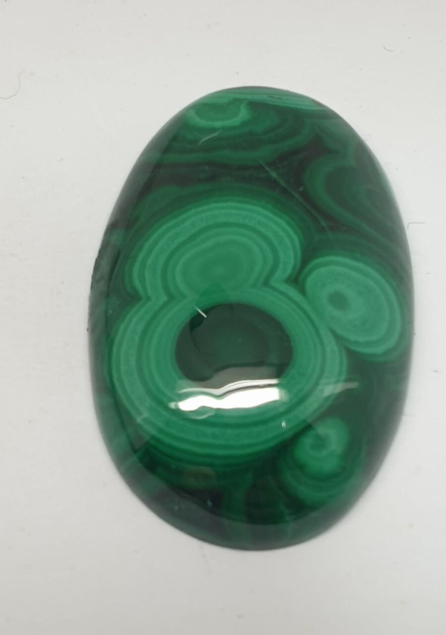 Big AAA Genuine  Malachite Oval Cabochon  42.6x28mm From Zaire  - Gemstone Natural- 123.4 cts