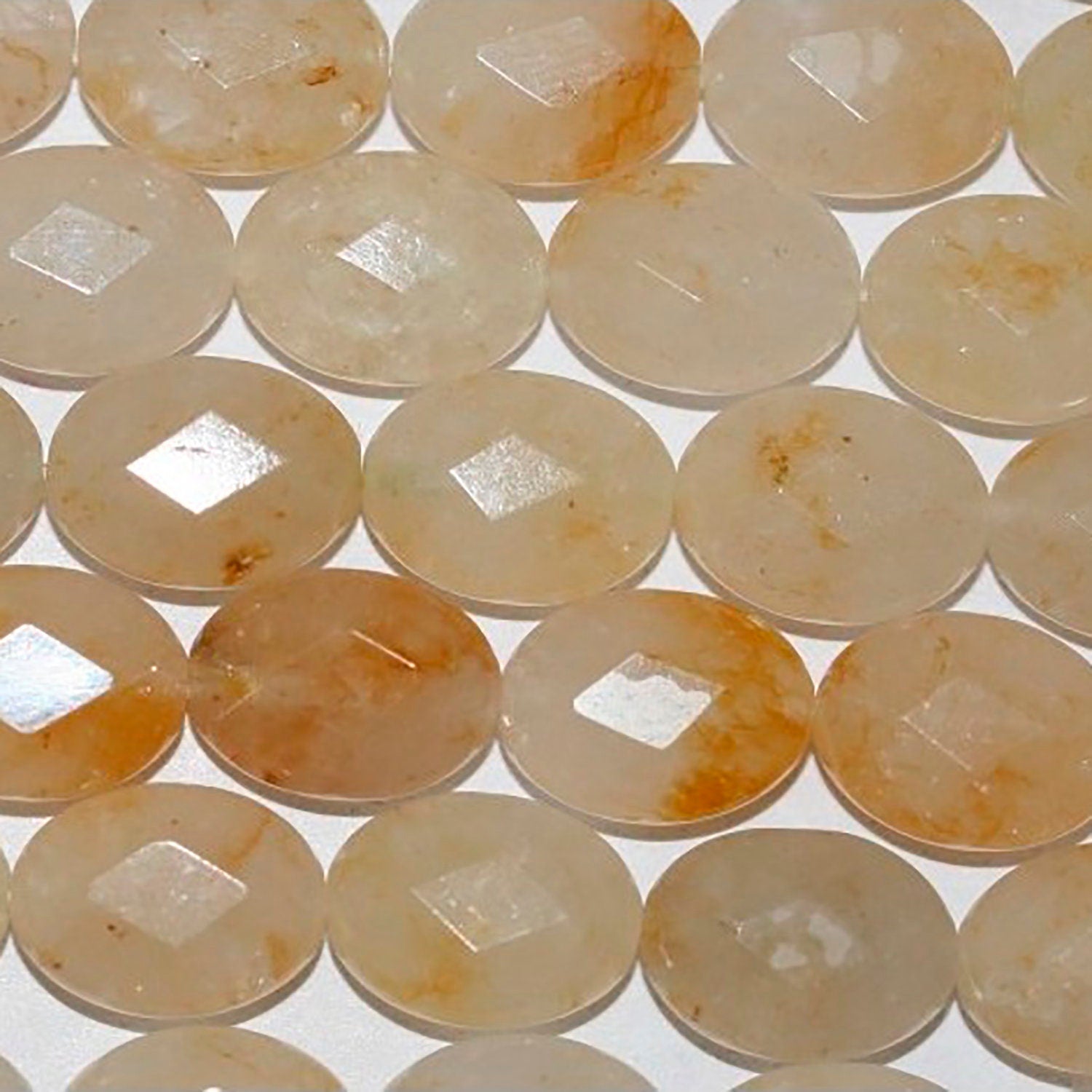 Cuentas ovaladas facetadas de jade amarillo de 16" (13 x 10 mm) - Hilo de 40 cm