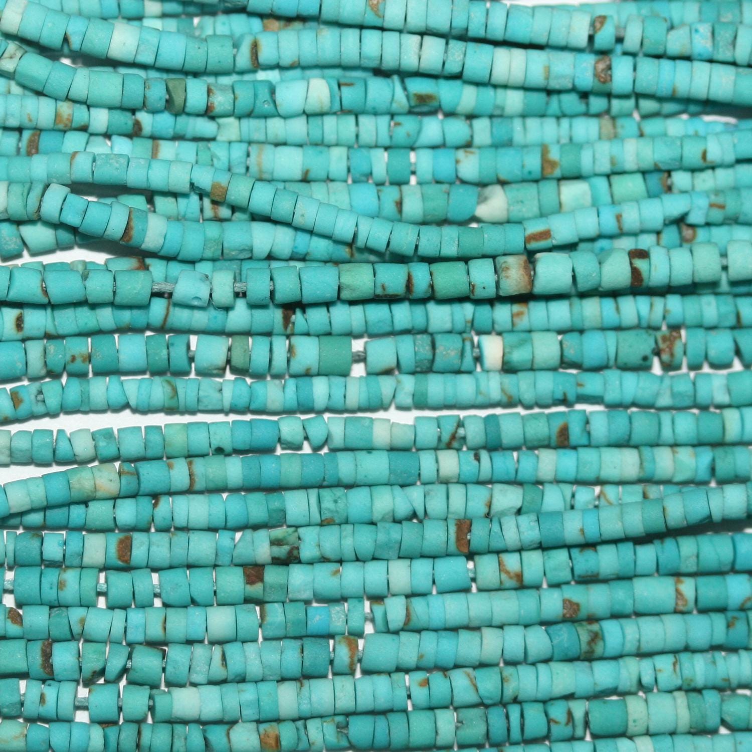 Perles tubulaires lisses en turquoise St 15" 2x1mm.-Rig 39cm.