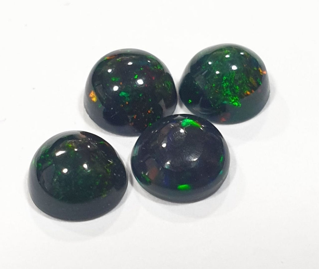 Ethiopian Black Opal Lot Round Cabochon 6mm. (4pcs)  -Gemstone Parcels-Loose Stones Wholesale Price