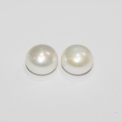 1 Pair High Cultured Button Pearl 8.5-9mm.-Approx.-Half Drill. Button Natural  Pearl-Price Per 1 Pair- Pearl Earring