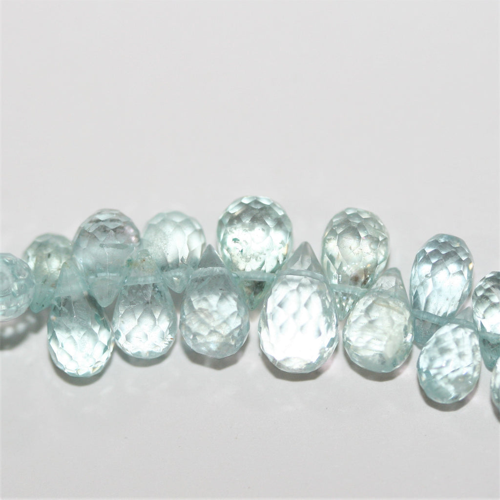 Cuentas de aguamarina facetadas de 8" x 4 mm aproximadamente - Hilo de 20 cm.