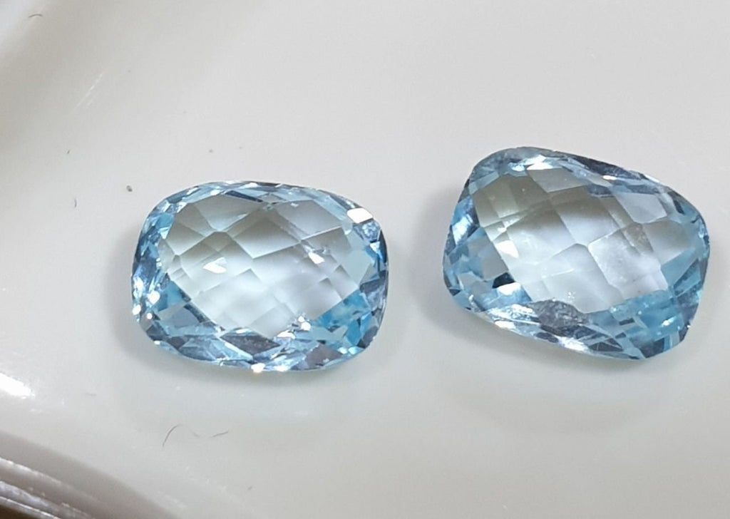 1 Pair Sky Blue Topaz Faceted Rectangular 8x6 mm Briolette Cut -1 pair