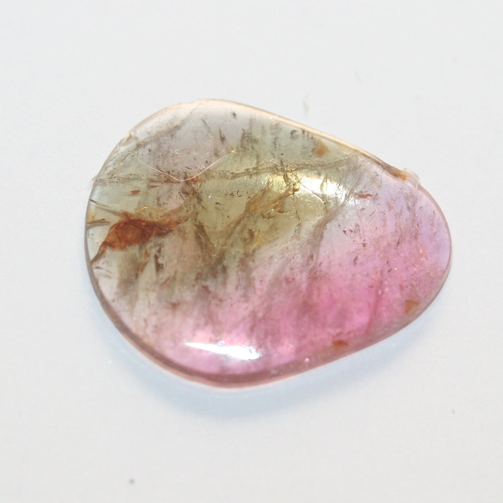 Watermelon Tourmaline Oval Flat Cabochon 19x15mm.(4.3ct.)