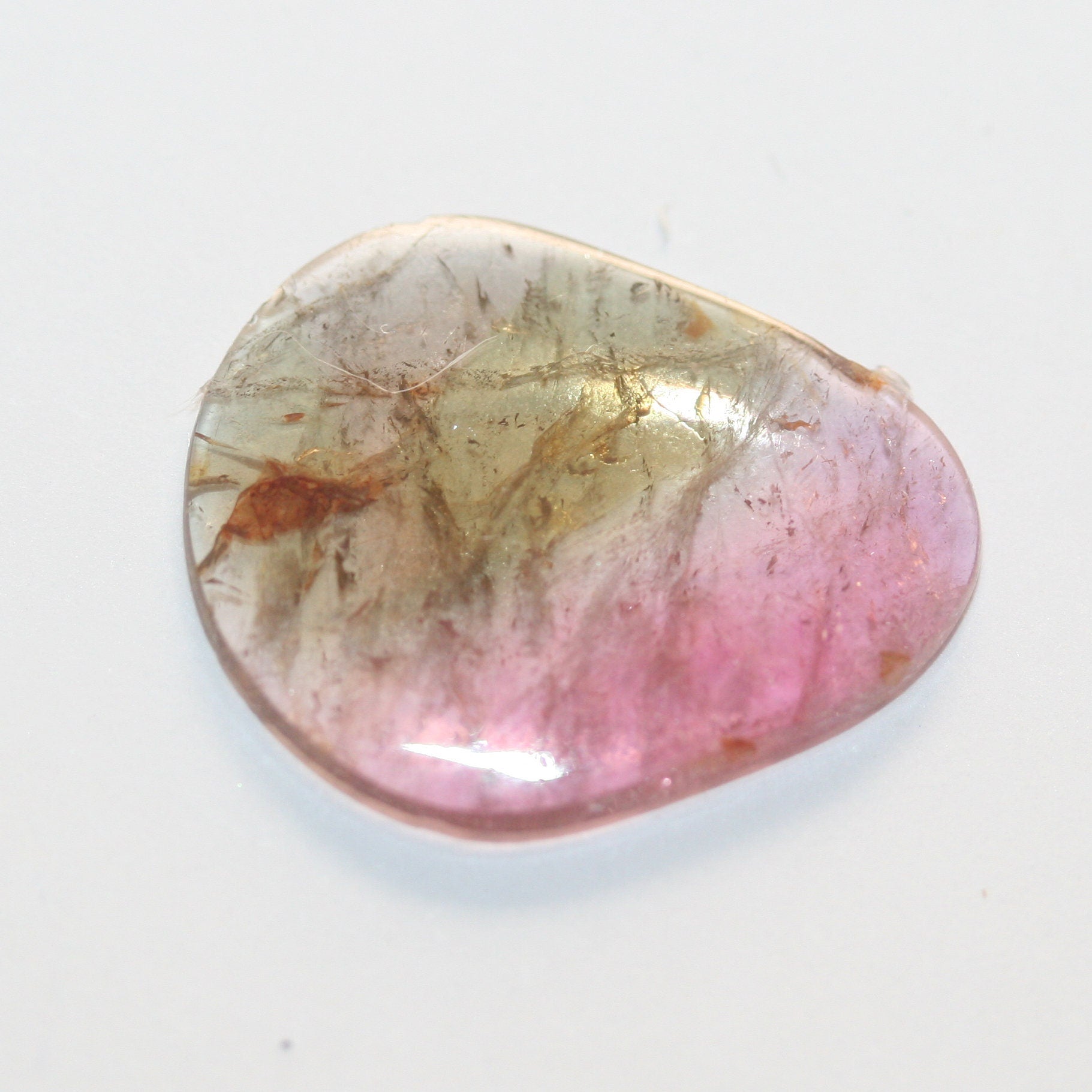 Watermelon Tourmaline Oval Flat Cabochon 19x15mm.(4.3ct.)
