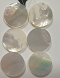 Pendentifs ronds plats en nacre (6 pièces), épaisseur 20 mm, nacre de 2 mm