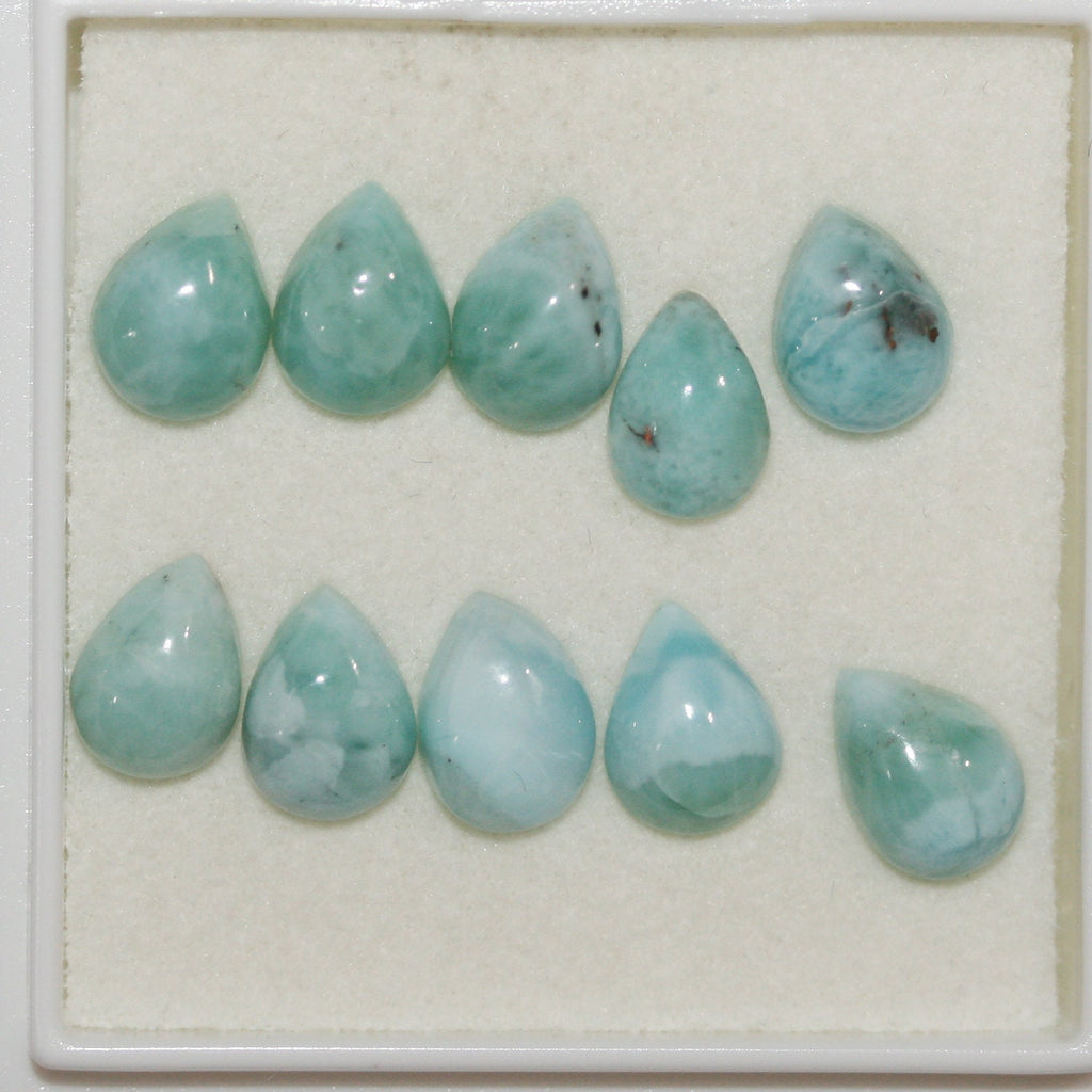 10Pcs Lot Larimar Drop Cabochon 8x6mm. (10 pcs.)