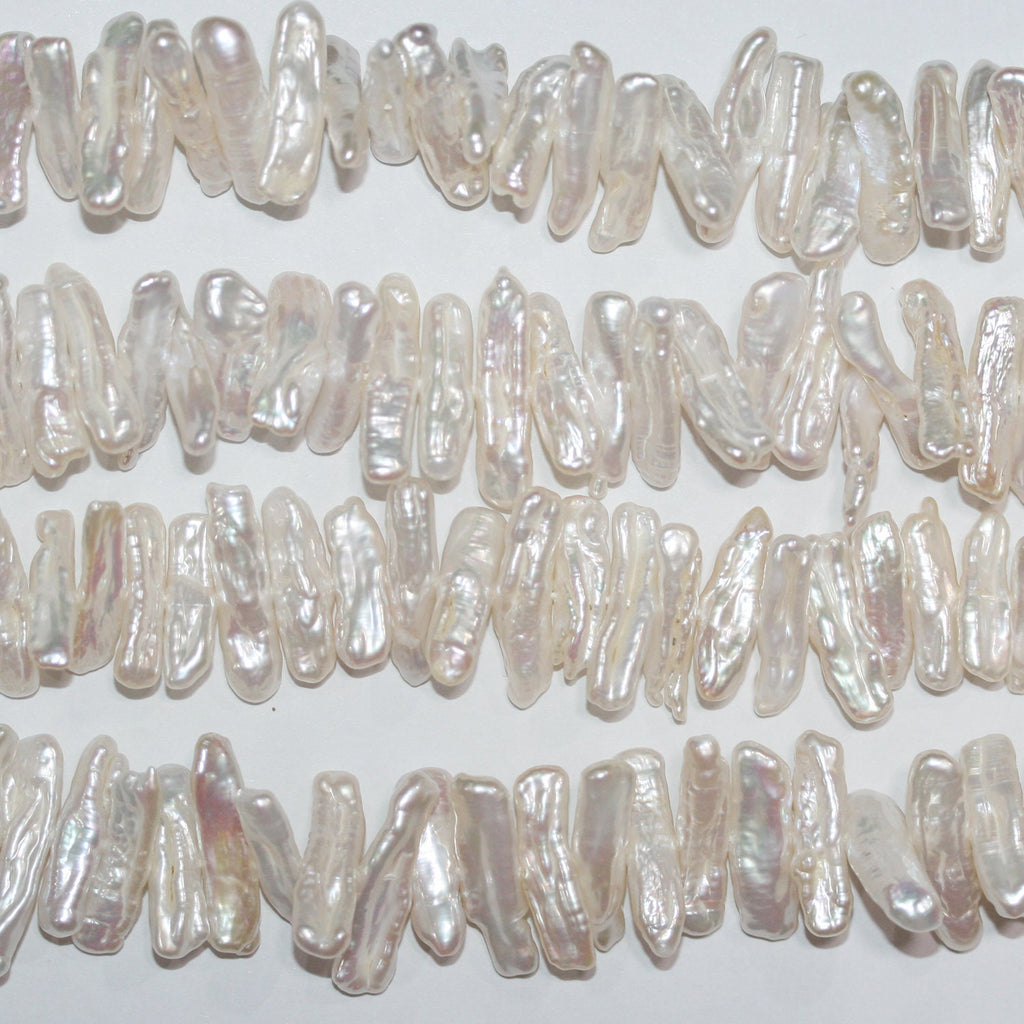 Perla Biwas de agua dulce de 16" (aprox. 22 x 5 mm) - Hilo de 40 cm - Precios al por mayor de perlas naturales