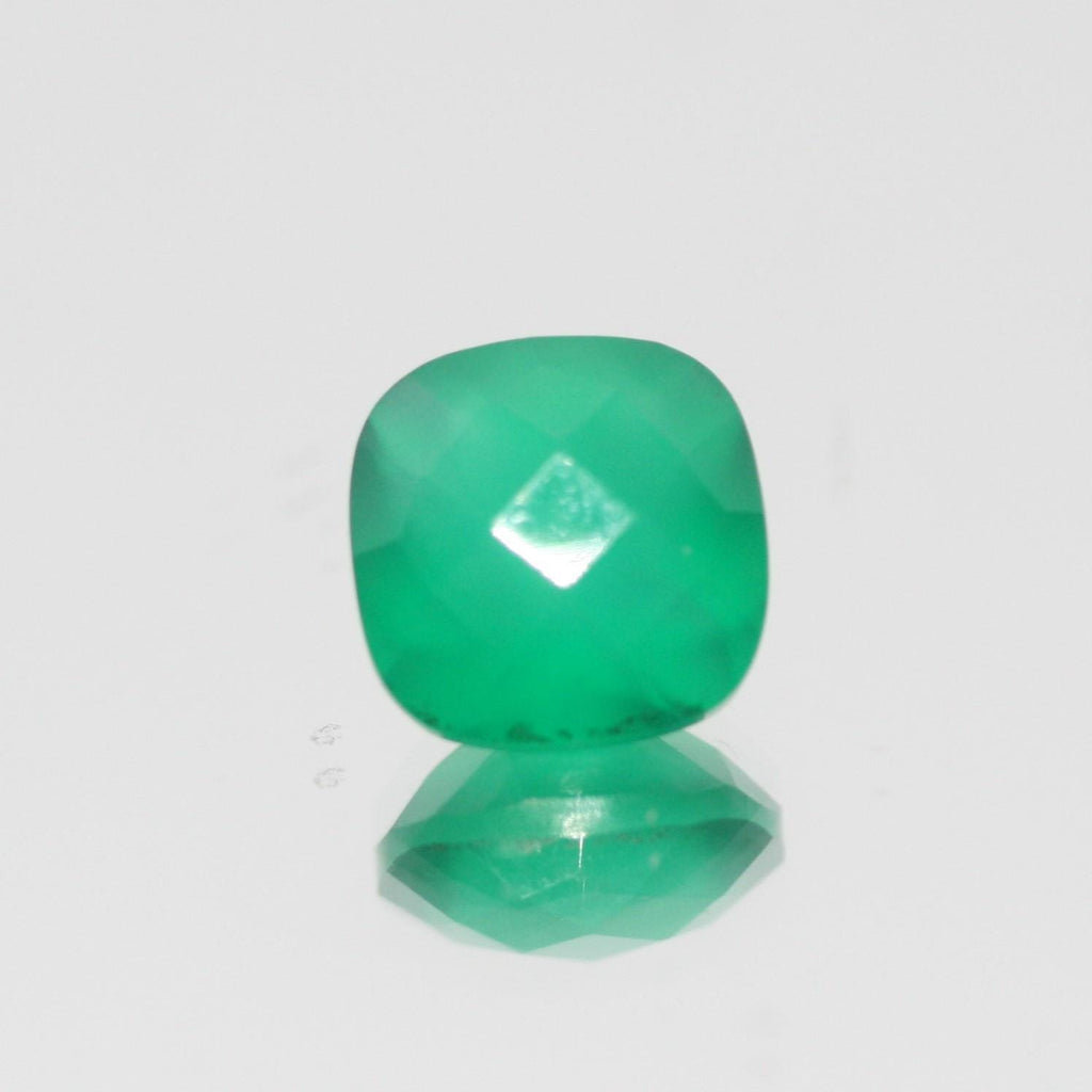 Lot de 4 pierres d'onix vert facettées carrées de 10 mm. - Pierres précieuses de qualité supérieure, vente en gros.