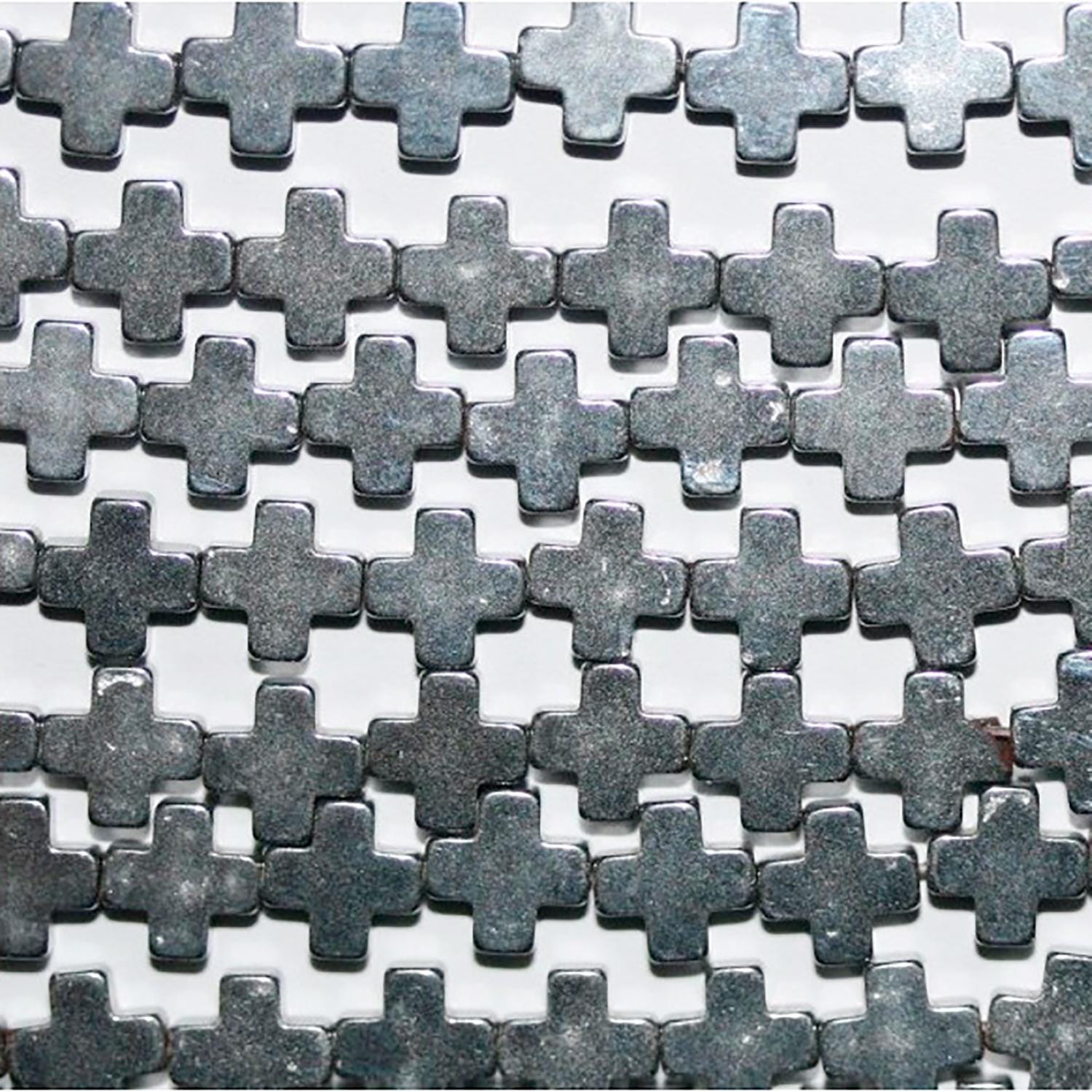 Perles plates lisses en hématite argentée, 40 cm (16 pouces), 6 mm de diamètre. Longueur du fil : 40 cm.