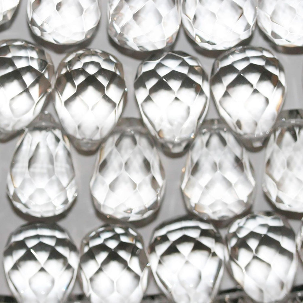 Cuentas de cuarzo cristal de roca facetadas de 6" (20 x 15 mm) - Hilo de 15 cm