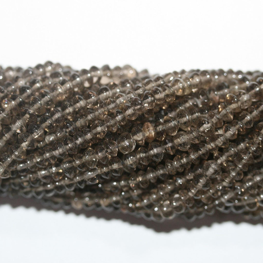 Perles rondelles lisses en quartz fumé St 14" (5 x 3 mm) - Fil de 38 cm