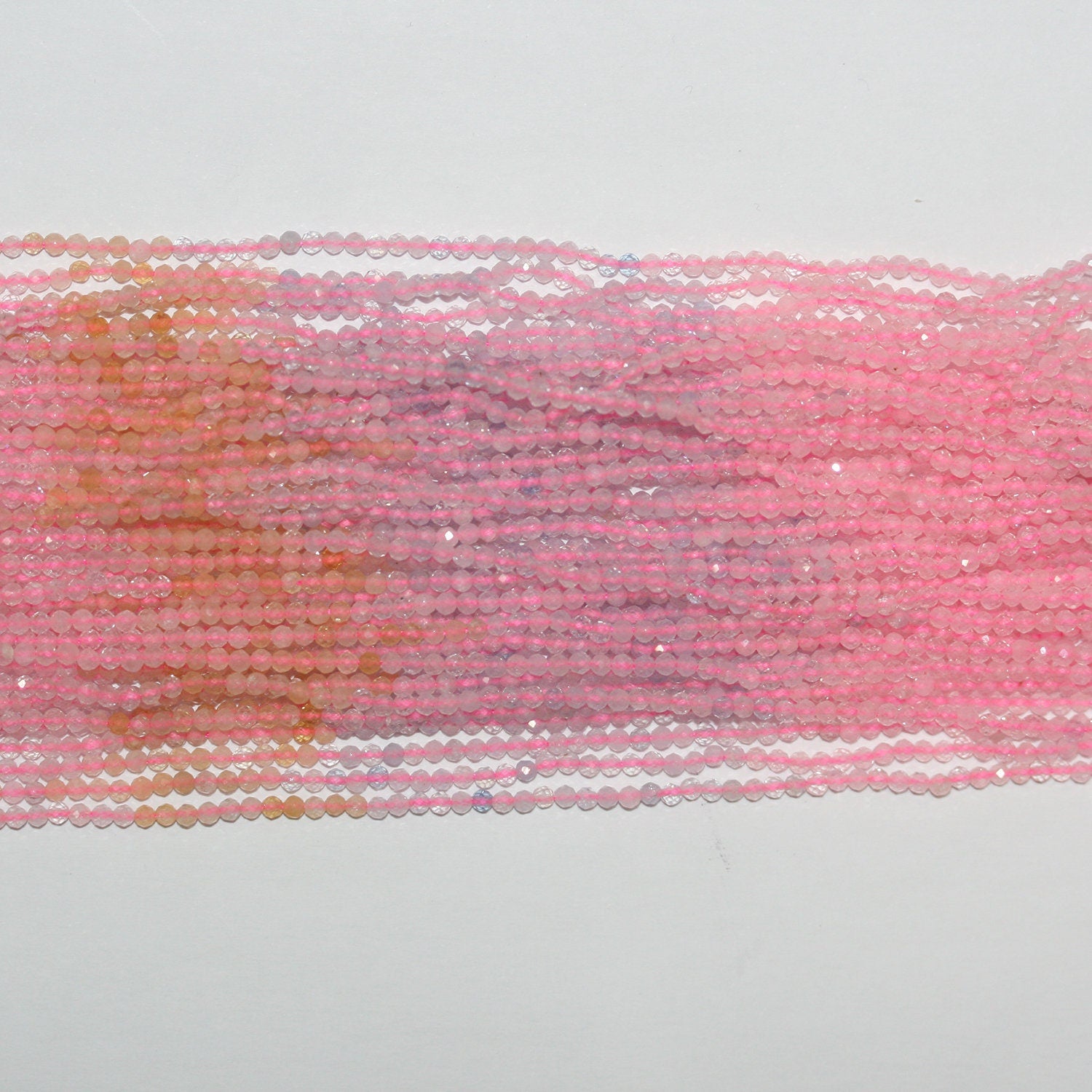 Cuentas redondas facetadas de Santa Morganita de 16" de 2 mm - Hilo de 40 cm.