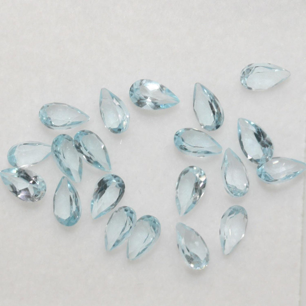 Lote de 20 piezas de topacio cielo gota facetada de 5 x 3 mm (20 piezas).