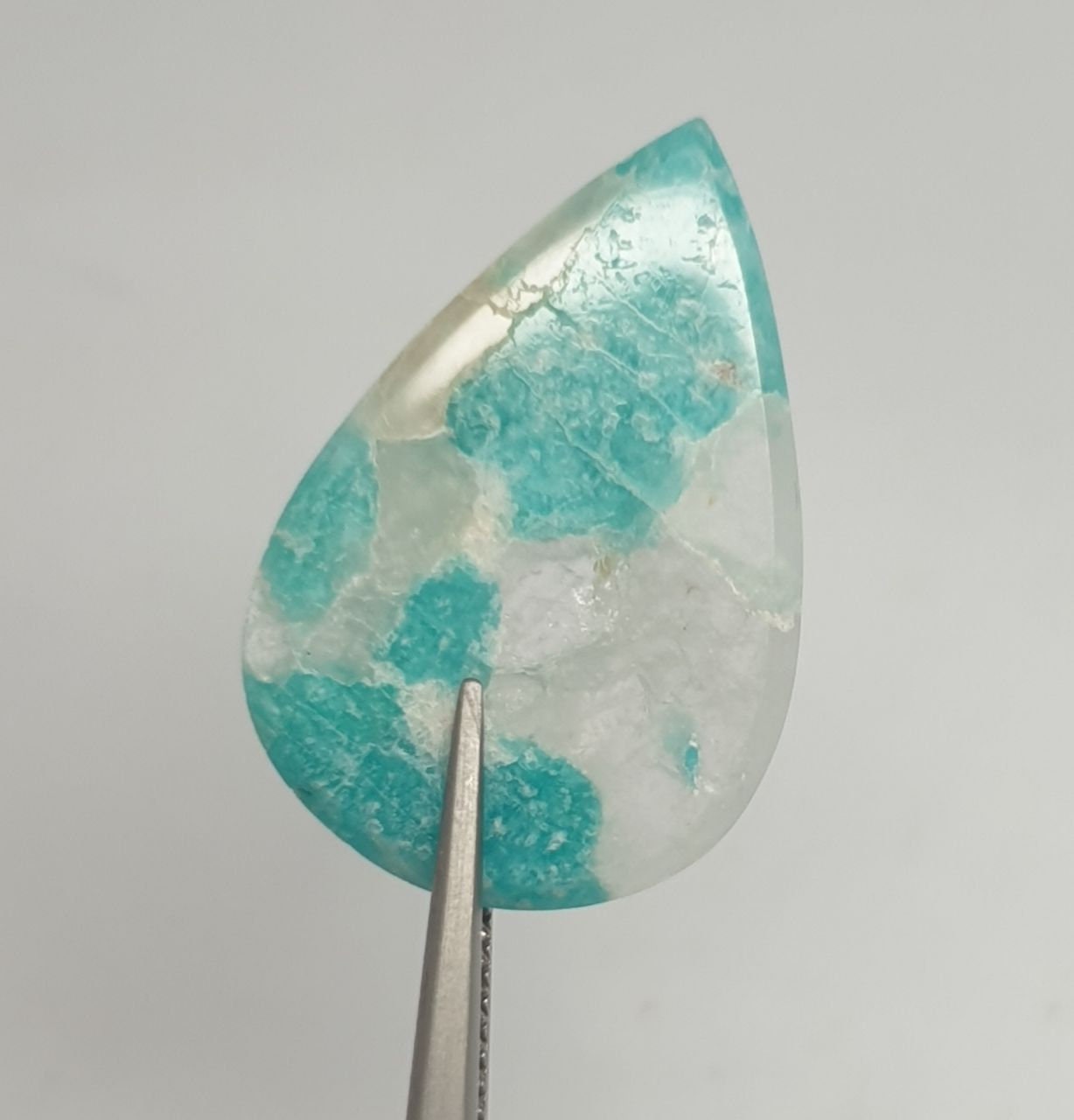 Unique Rare Color Amazonite Drop Cabochon 25.3x17.2mm9.3ct Top Color Designer Cabochon