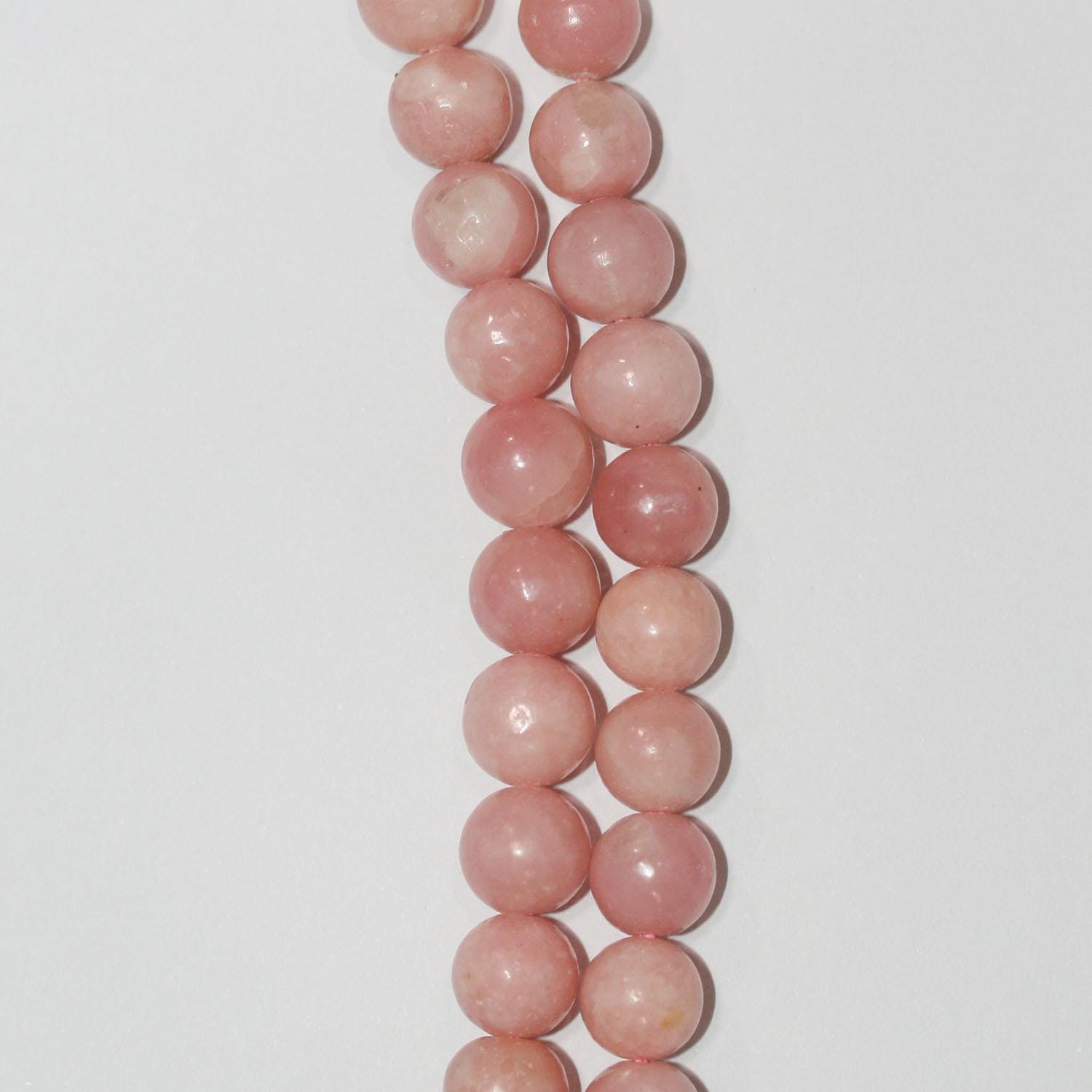 Cuentas redondas lisas de ópalo rosa de 16" (10 mm) - Hilo de 40 cm