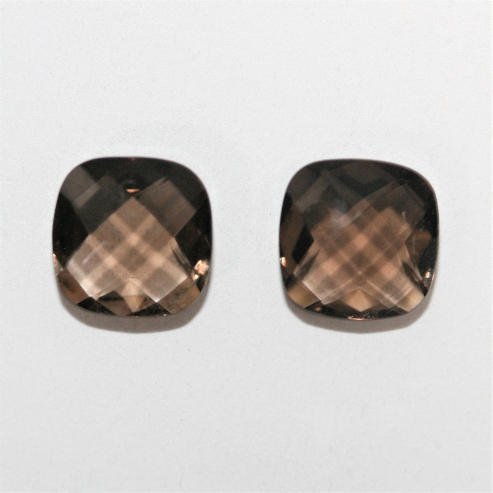 1 Pair Smoky Quartz Square 8mm Briolette Cut Cushion 8mm Natural Gemstone