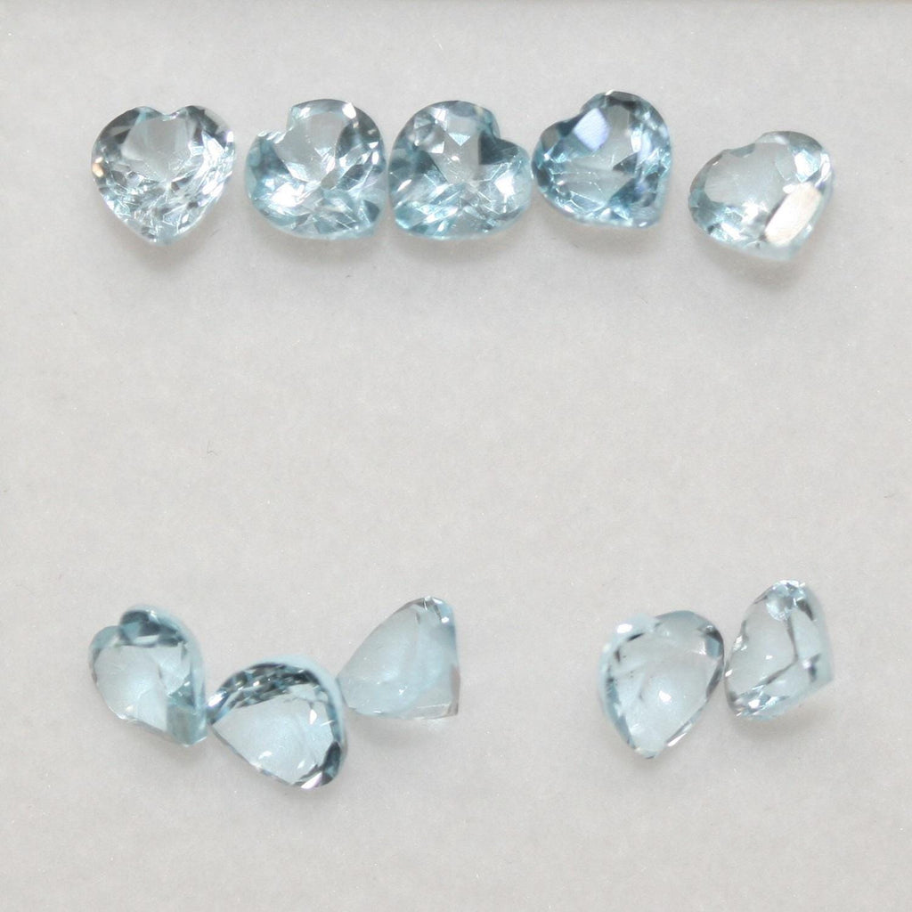 10 Pcs Lot Sky Topaz Heart Faceted 5mm .( 10 Pcs )