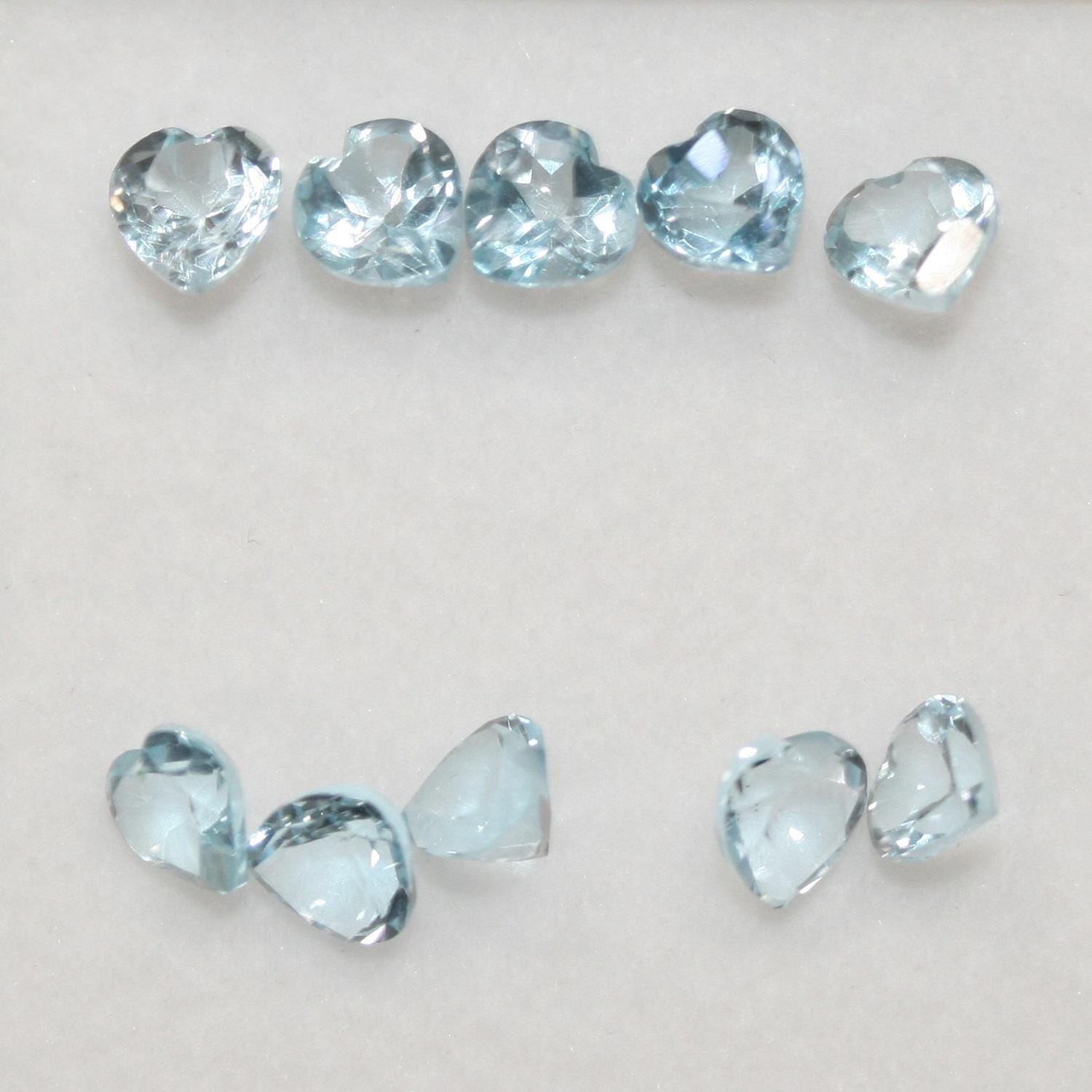 10 Pcs Lot Sky Topaz Heart Faceted 5mm .( 10 Pcs )