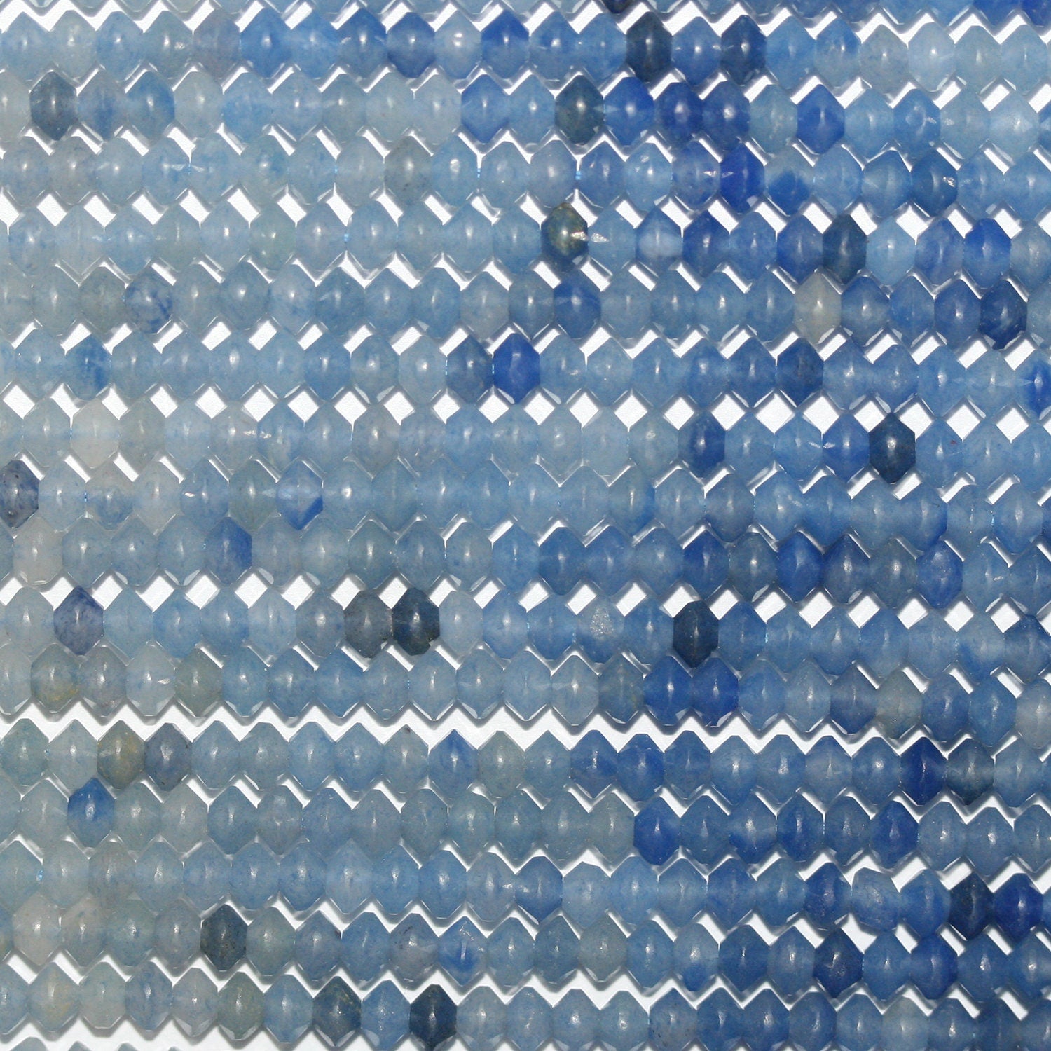 Perles rondelles à facettes en aventurine bleue St, 3,5 x 2,5 mm, 15 pouces - Fil de 39 cm