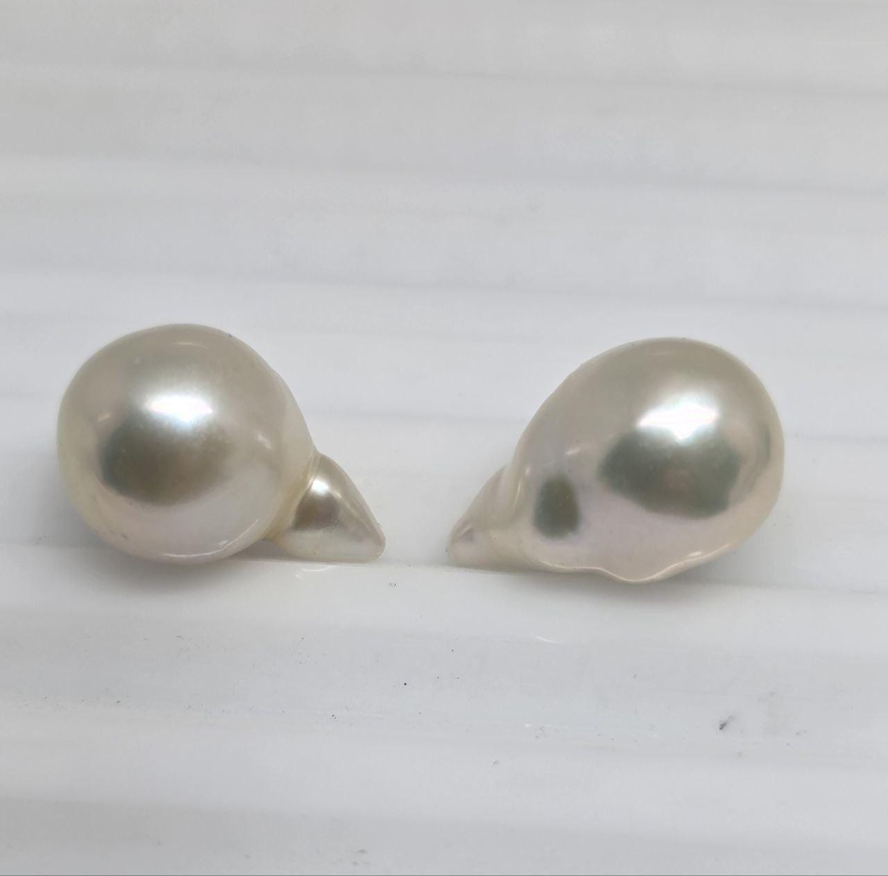 1 Matching Pair  AAA Top Luster Undrilled Freshwater Pearl Baroque Nugget 16x10.5mm  -Top Luster Natural Pearl- Pearl Earring