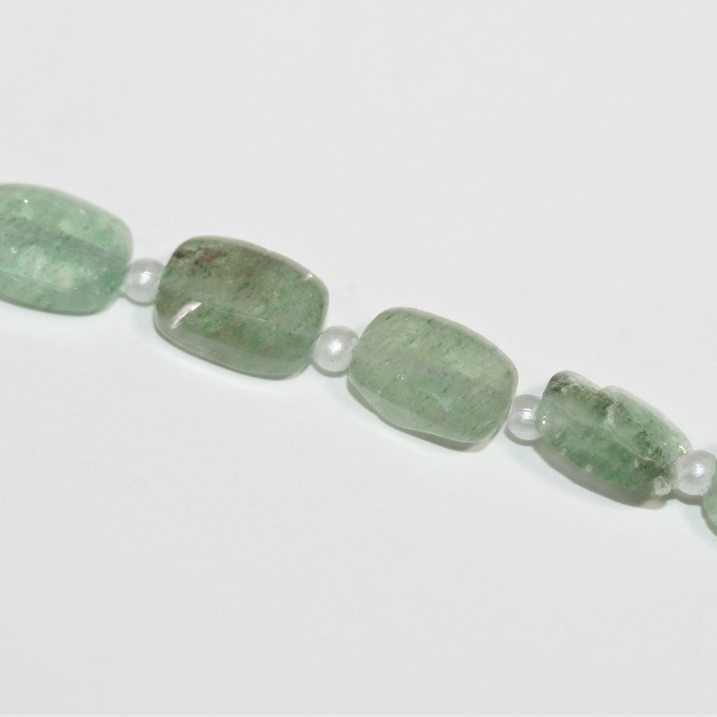 Cuentas rectangulares facetadas de Santa Aventurina de 7" de 9 x 6 mm - Hilo de 18 cm.