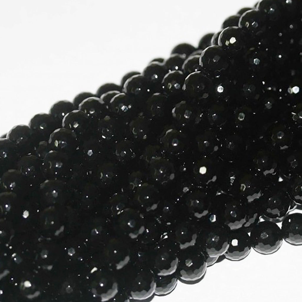 15" St Onyx Faceted Round Beads 6mm -Strand 39cm