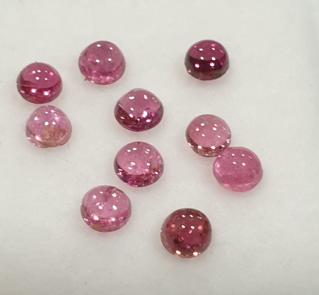 10 Pcs Pink Tourmaline Round Cabochon Lot 3mm Small Size Gemstone Cabochon- Natural Calibrated Stones