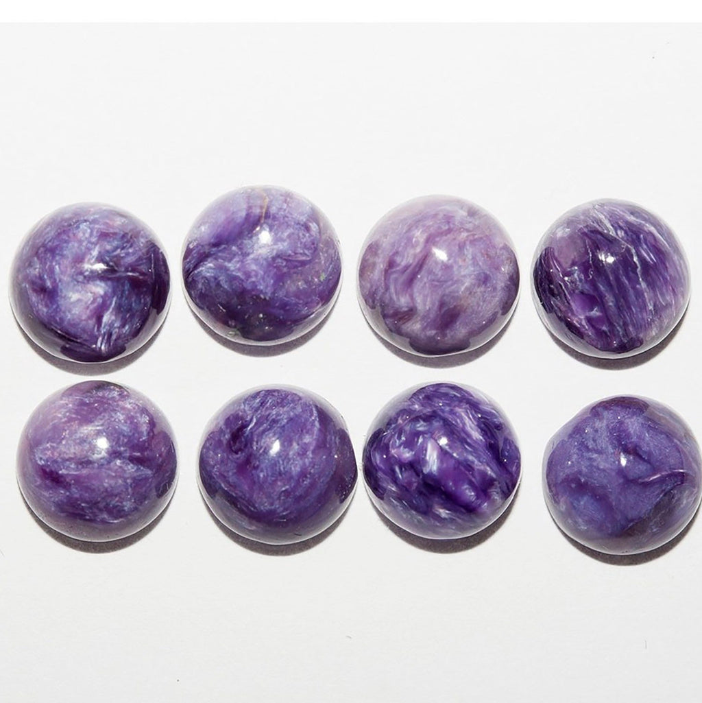 Lote de 8 cabujones redondos de charoita de 8 mm (8 uds.)