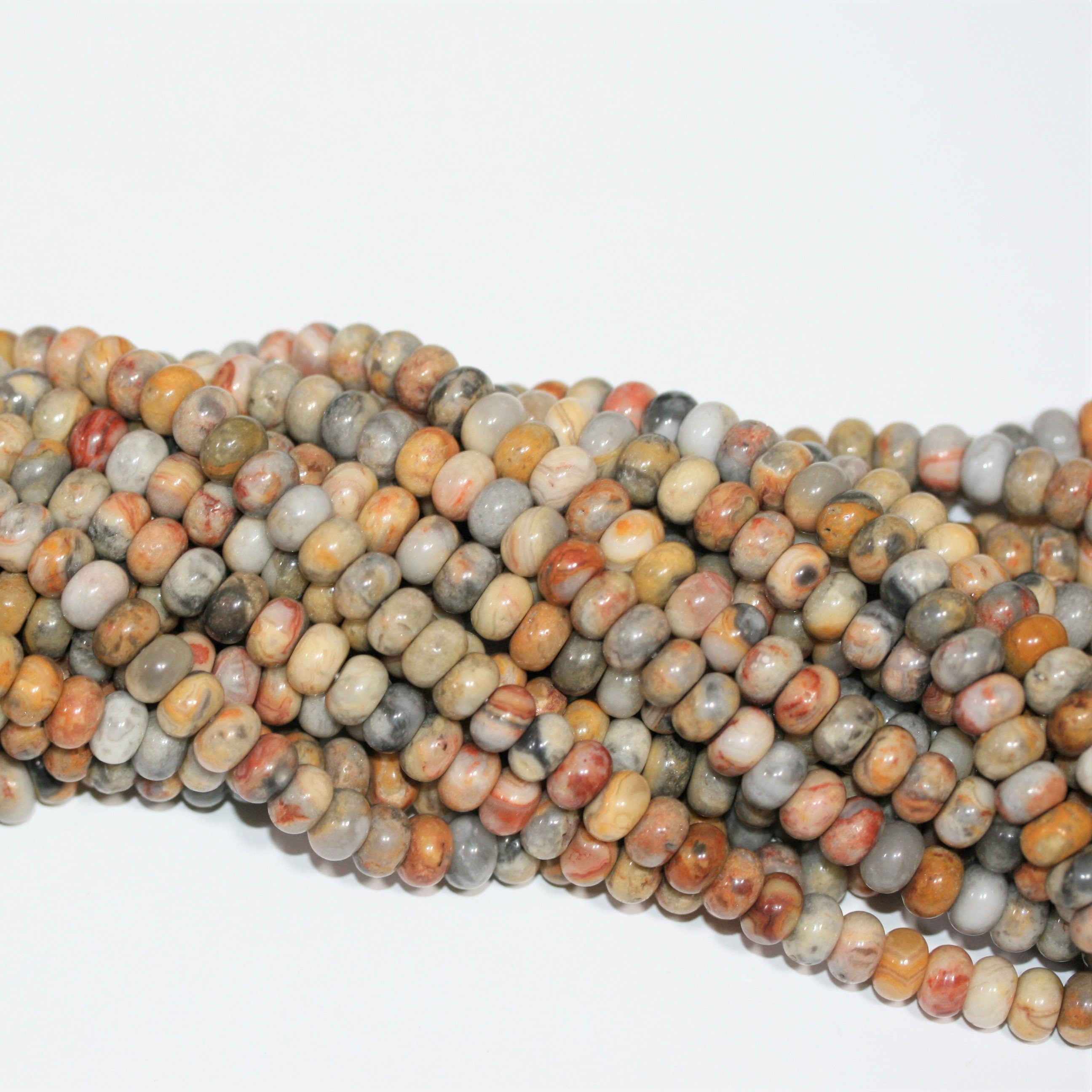 15" St Crazy Agate Smooth Rondelle Beads 8x5mm.- Strand 39cm.
